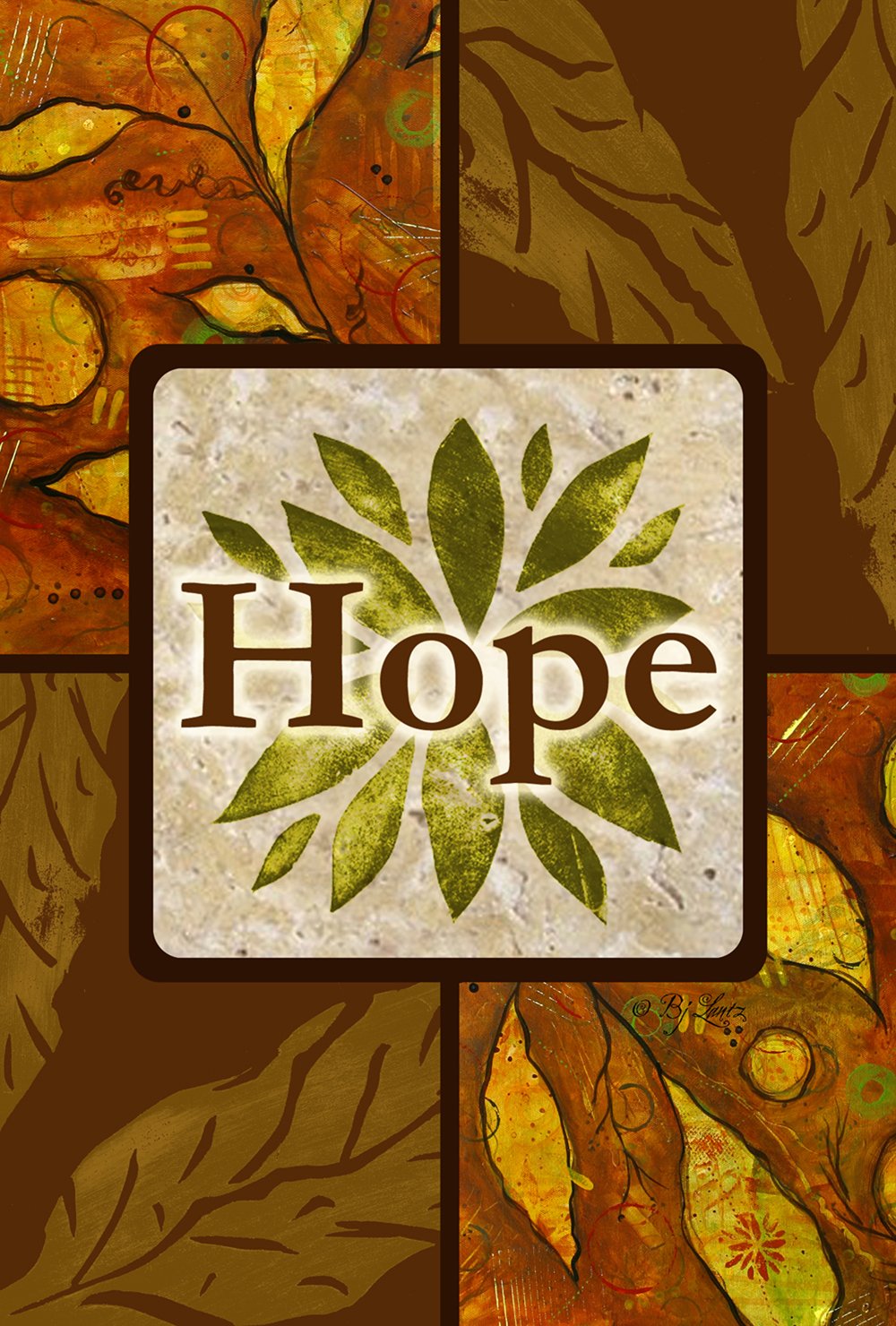 Drapeau de jardin Toland Home Garden Ambre Hope finitions premium marron vert L