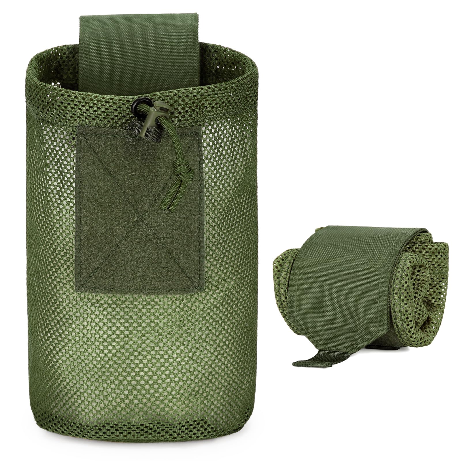 CamGo Tactical Dump Bag Molle Mesh Pouches Lightweight Range Compact Micro Drawstring Foraging Roll Up Foldable Recovery Ar Mag Tool Pack EDC Drop Net Storage Belt Bag