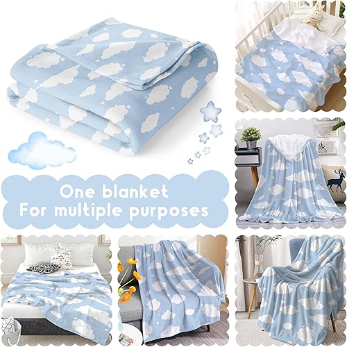 Miniatura 2 de Sumedha Manta de nube, regalo azul y blanco para niñas y niños, forro polar ligero súper suave adecuado para sofá, sillas, cama, 120 x 90 pulgadas