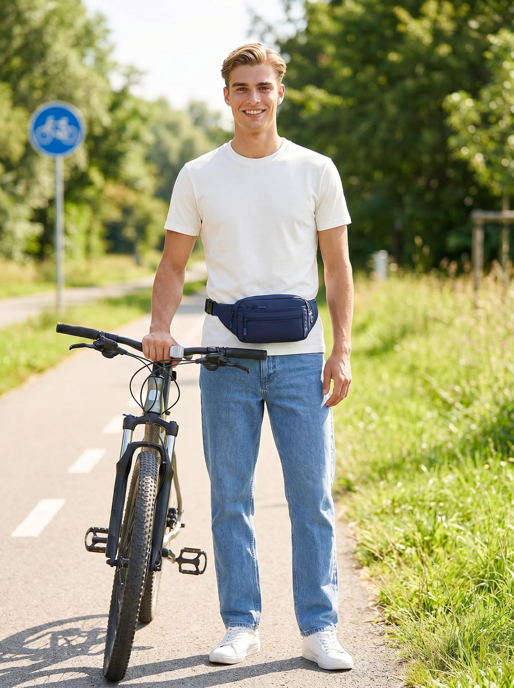 Bumbags Waist Bag Running Fanny Pack with Multi Pockets, Blue - Image 6