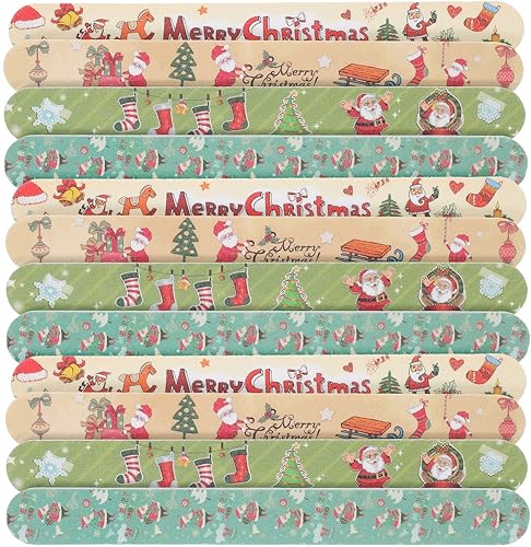 Kichvoe Juego de limas de uñas – 12 piezas de tableros de esmeril para uñas – limas de uñas de Navidad, limas de uñas, lima de uñas, tablero de