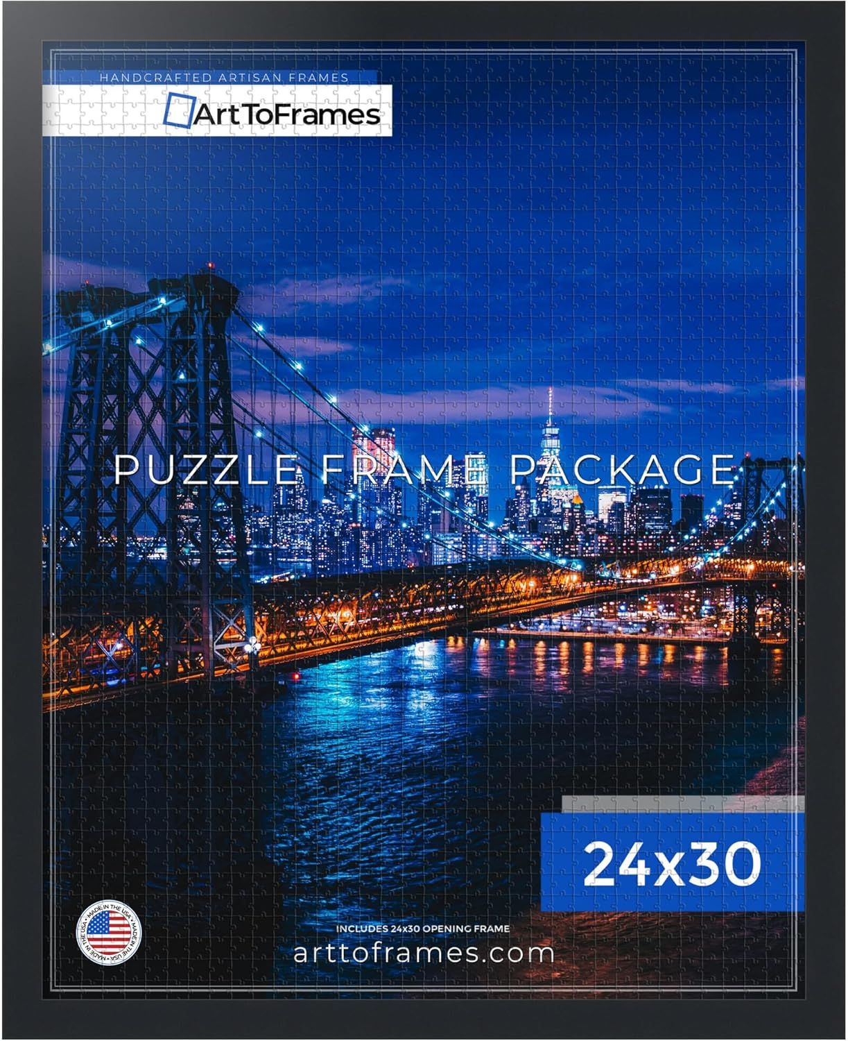 Product image of ArtToFrames 24x30 INCH/61x76.2 CM Black Frame for 1000 Piece Puzzles.This 1.25 Inch Custom MDF Puzzle Frame is Black - Comes with Economy Acrylic (PuzzleFRBW72079-24x30)