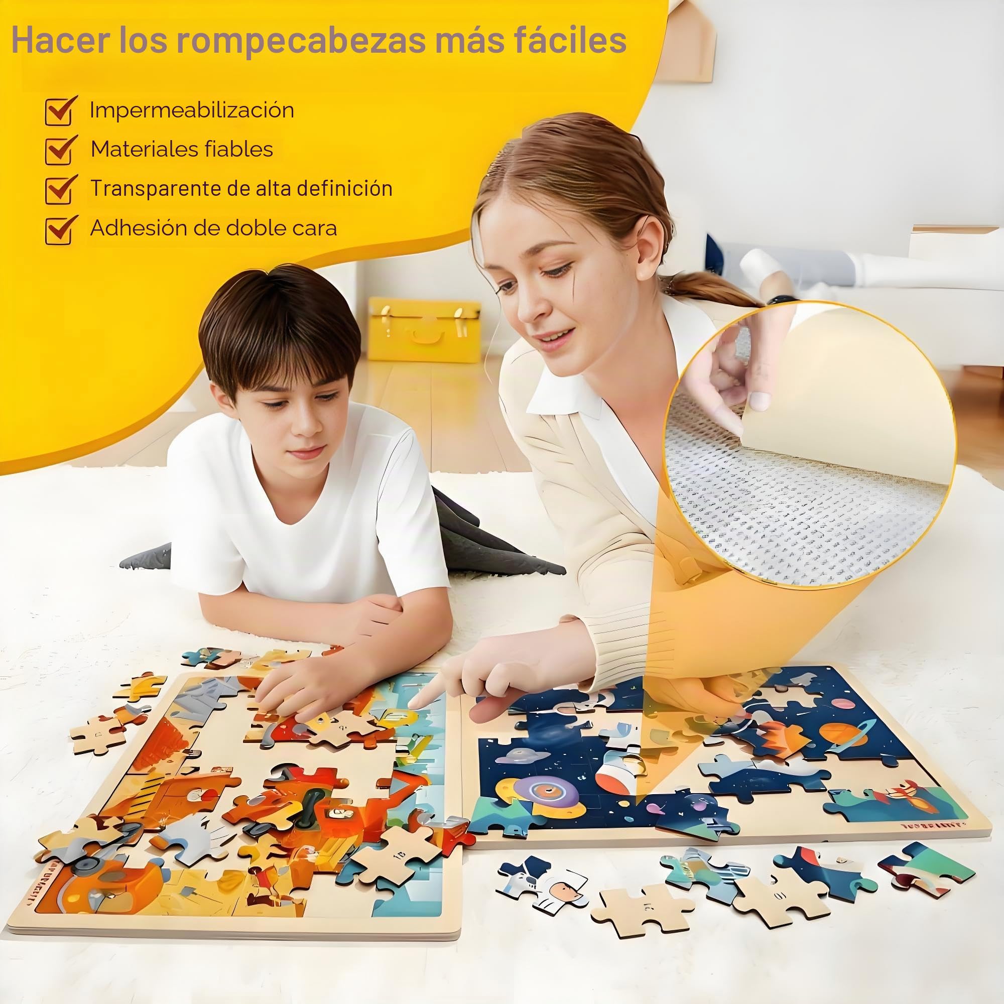 64 Hojas Pegamento para Puzzle Cola para Puzzle Papel Adhesivo Doble Cara Lámina Autoadhesiva Rompecabezas Apto para 8×1000 Piezas de Puzzles Fotos y Postales(25 × 18 cm)