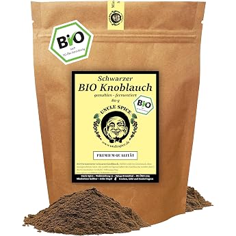 UNCLE SPICE  Organic Black Garlic Ground   80 g   Garlic Powder Black Superfood Black Garlic   Organic Fermented Garlic   in Tasty Premium Quality DE- KO-005