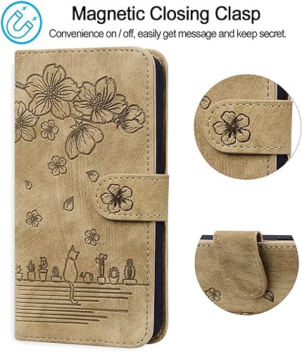 Miniatura 2 de EAXER Funda compatible con Samsung Galaxy S22 Ultra funda de cuero en relieve a prueba de golpes con ranura para tarjetas marrón