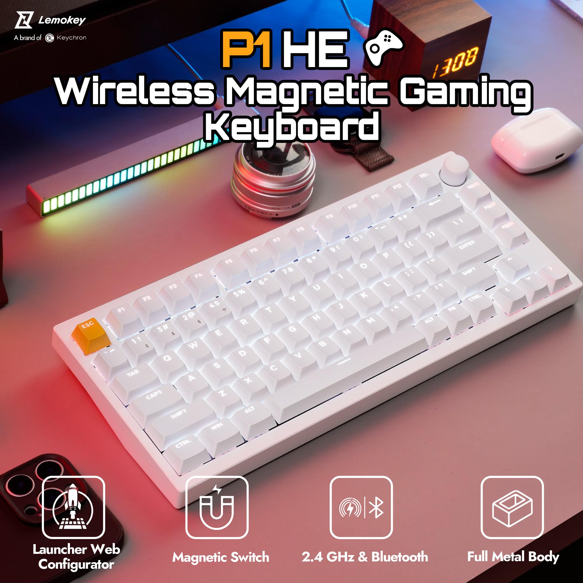 Amazon.com: LEMOKEY P1 HE 75% Wireless Custom Mechanical Gaming