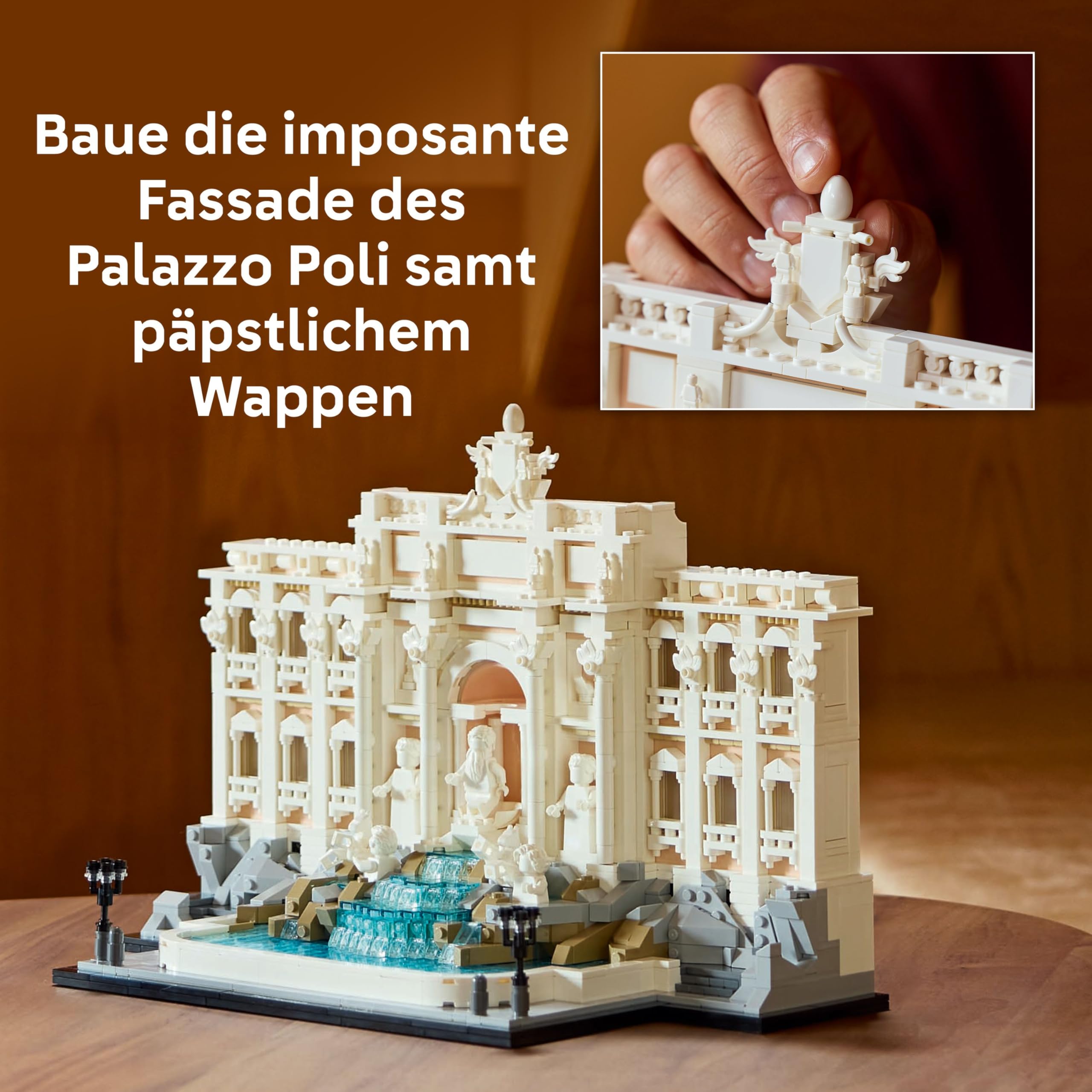 LEGO Architecture Trevi-Brunnen - Modell eines Wahrzeichens von Rom mit Minifiguren Skulpturen - Sammlerstück für das Büro und Wohnzimmer - Geschenk für Erwachsene und Architekturliebhaber 21062