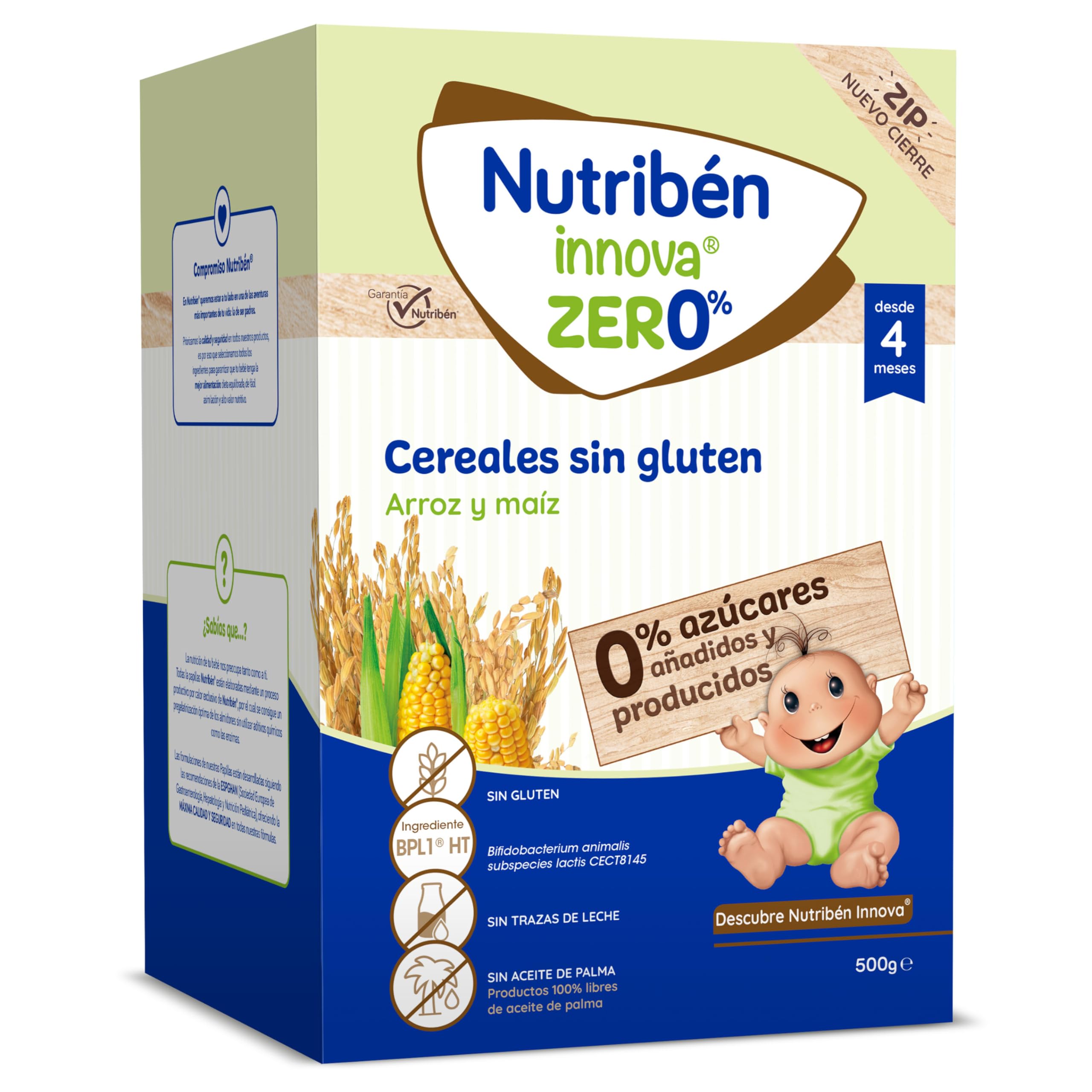 Nutribén innova ZERO 0% Gluten Free Cereals | Rice and Corn | Baby Food from 4 Months | 0% Added Sugars | No Milk Traces | 500g