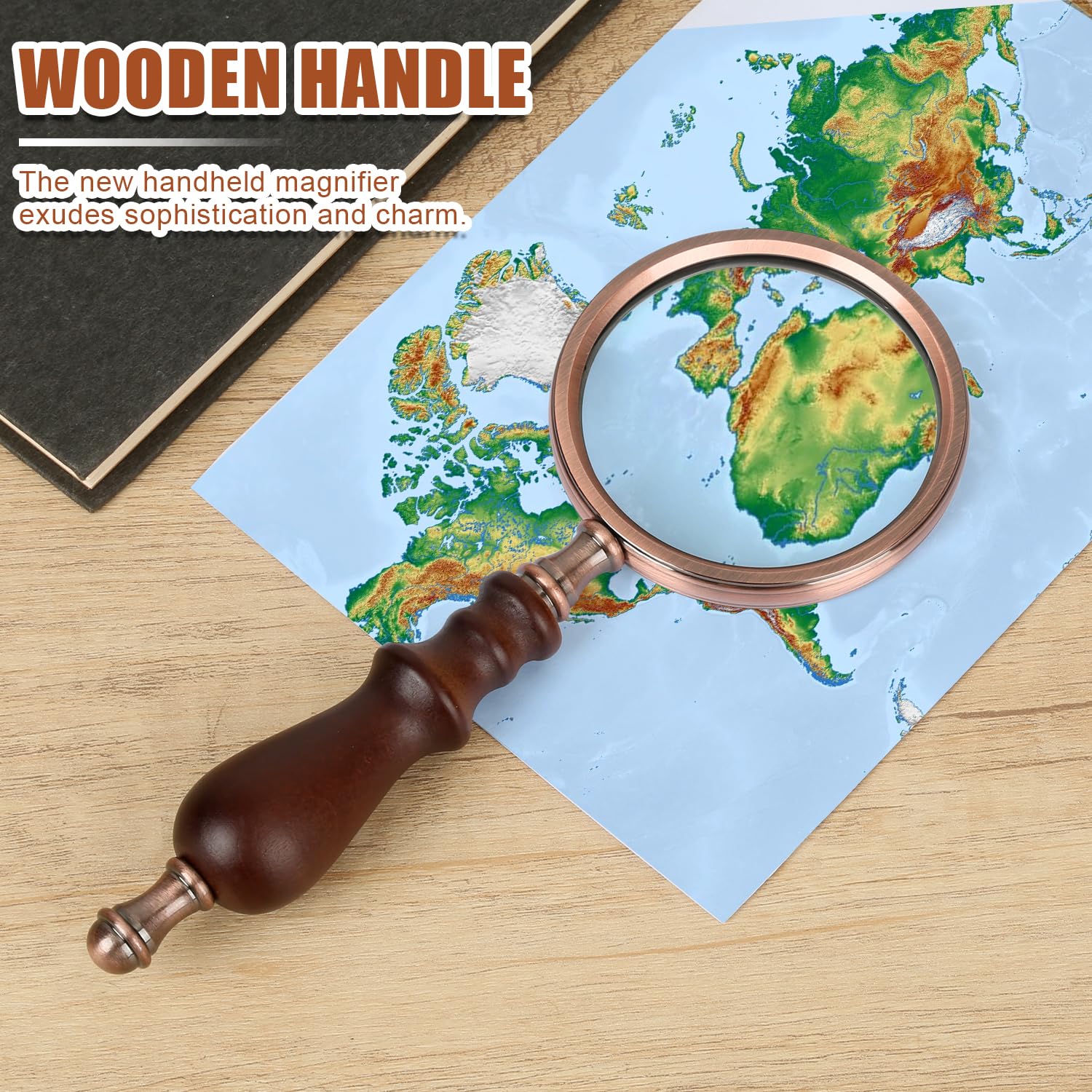 10X Antique Copper Magnifying Glass with Wooden Handle Close Observation Reading Amazon.com: Hiceeden 10X Antique Magnifying Glass, Brass  main image 2