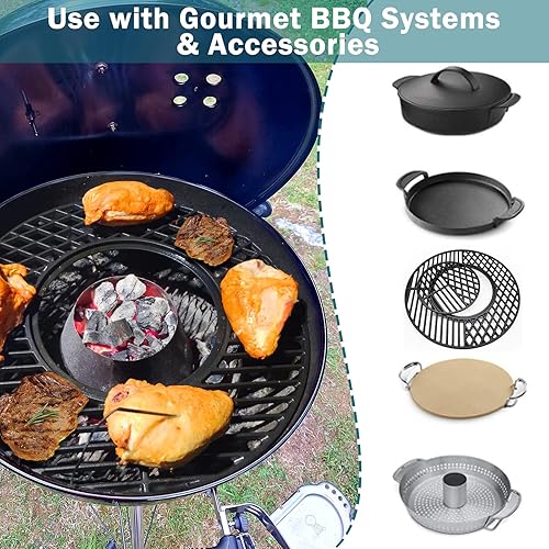 Miniatura 6 de Criditpid 8835 Rejillas de hierro fundido de repuesto para parrillas de carbón Weber de 22.5 pulgadas, hervidor, intérprete Premium, Master-Touch,