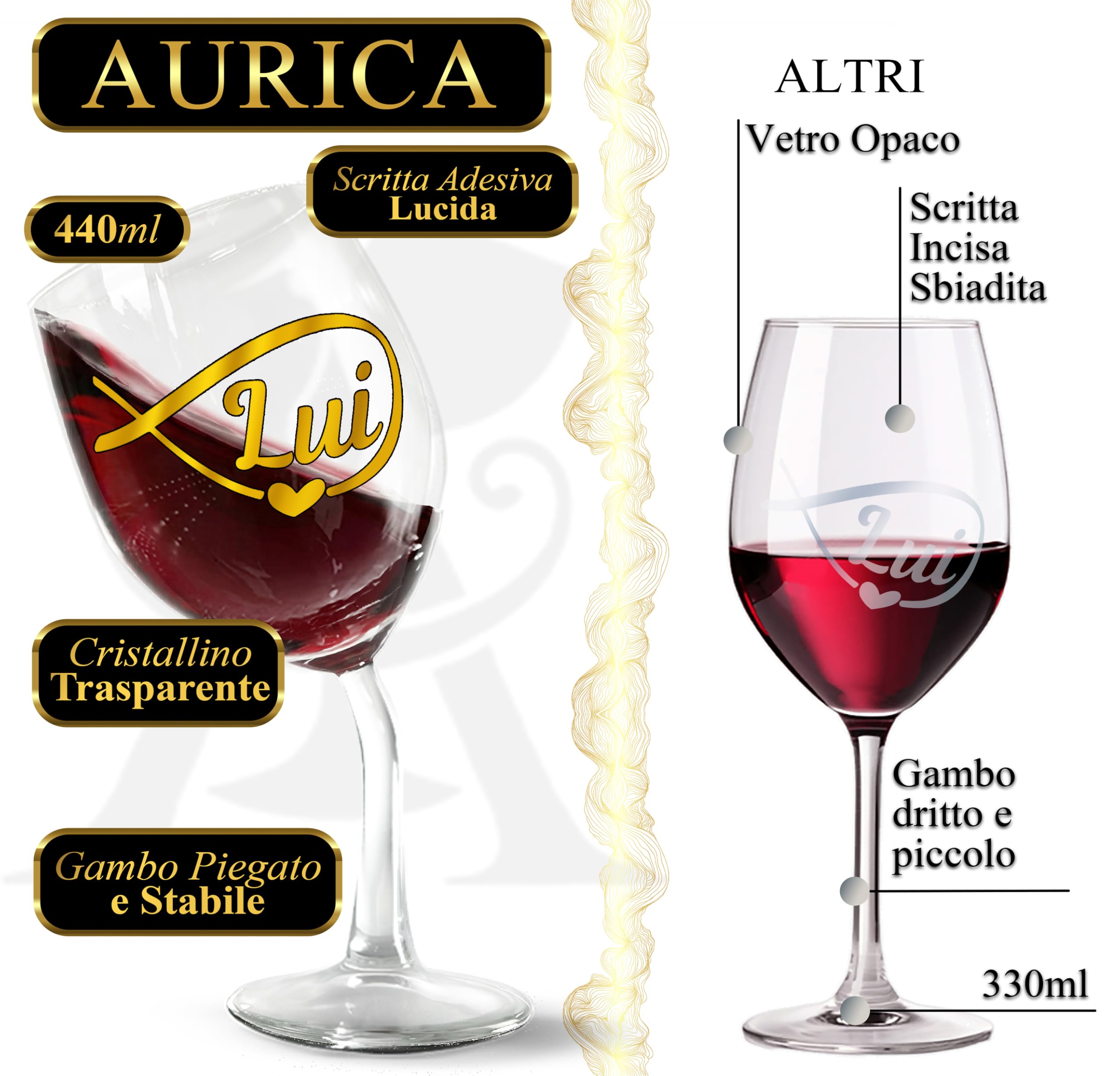 Coppia Calici Vino Personalizzati LUI LEI ∞ – Due Bicchieri Piegati Coordinati Con Simbolo Infinito Per Celebrare L’Amore E I Momenti Insieme Con Confezione Regalo Inclusa