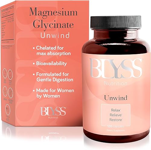 Suplemento de glicinato de magnesio para mujeres – 200 mg quelado para una máxima absorción – Apoya el sueño, el estado de ánimo, el PMS, el alivio