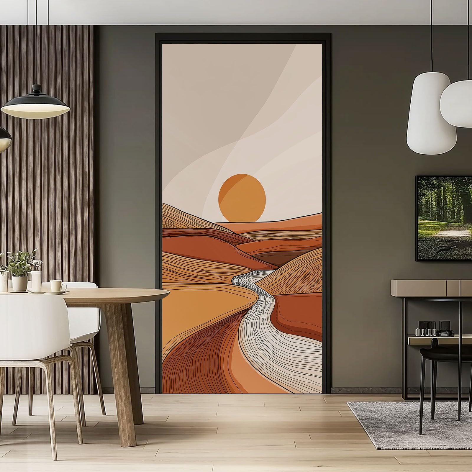 Samoprzylepna naklejka na drzwi w stylu vintage, pustynia, 88 x 200 cm, prosty krajobraz, wydmy, wodoodporna tapeta na drzwi z folii samoprzylepnej, jasnobrązowa, plakat DIY, tapeta na drzwi, do