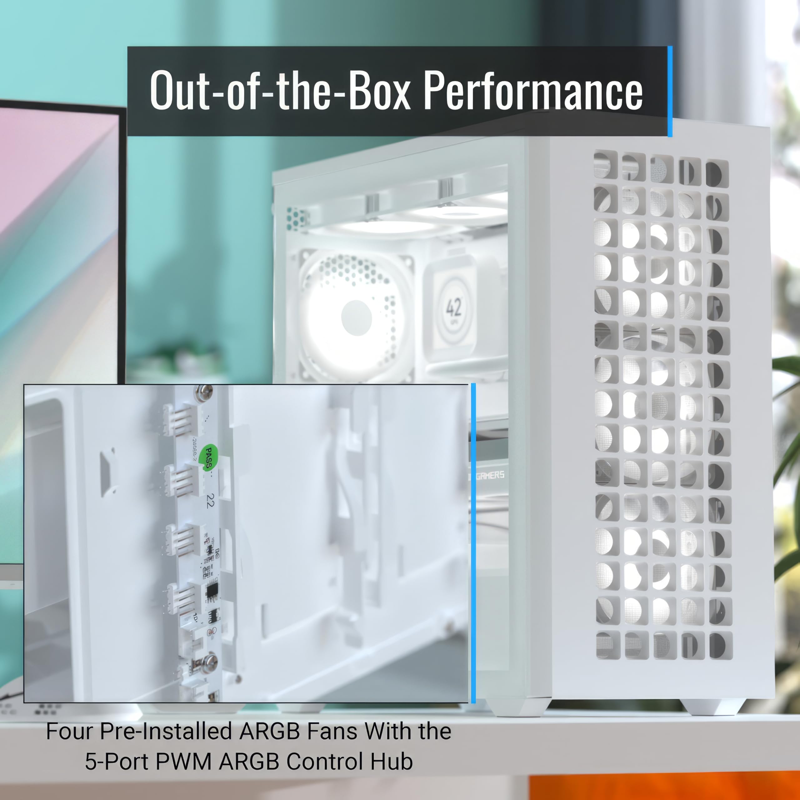 AeroCool D502A, Mid-Tower Case, obudowa komputera gamingowego, konstrukcja panelu przedniego Airflow Mesh, w zestawie 4 wentylatory RGB, kompatybilne z płytami głównymi ATX Micro-ATX i Mini-ITX, panel