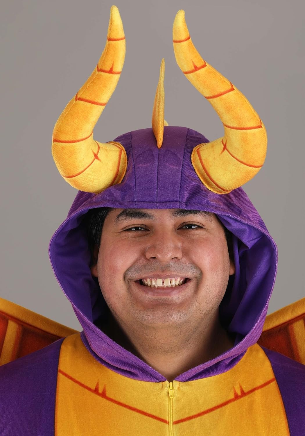 Adult Spyro The Dragon Costume | Stuffed Horns And Spines, Shaped Cloth Wings, Mitts And Shoe Covers Included