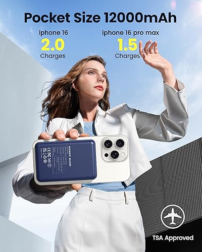 Miniatura 3 de para Magsafe Batería Batería 12000mAh Magnético Cargador Portátil 20W USB C Cargador Inalámbrico de Carga Rápida para iPhone 171615141312