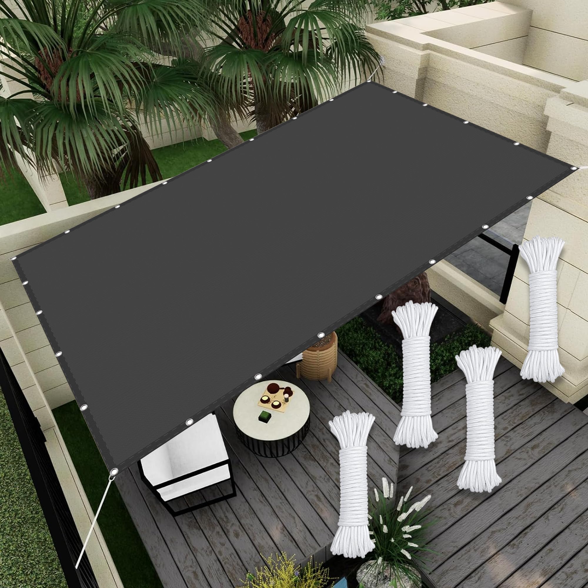Filet d'ombrage extérieur gris bâche rideau soleil avec œillets pour jardin