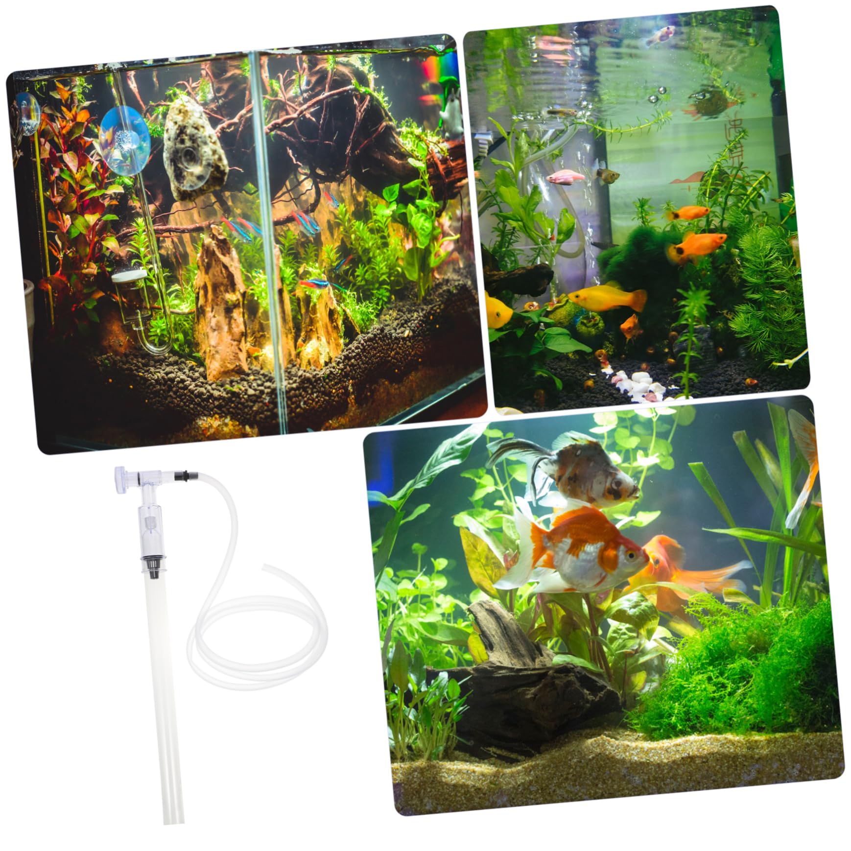 Happyyami 2 Pièces Changement d'eau Aquarium Distributeur Para Pompe Baril Piscine Conditionneur Poisson Étang Tuyau Évacuation Changeur Réservoir Air Filet Changement d'eau D'aquarium