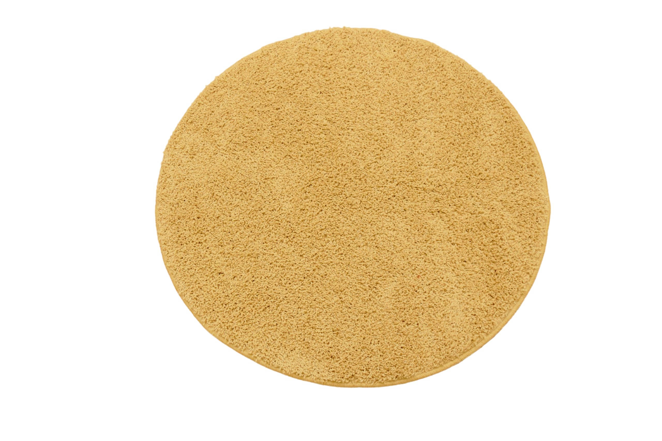 SrS Rugs® Round Shaggy Rug – Circle Mat Soft Thick Pile Non Slip Washable (Ochre, 100cm) — image 1