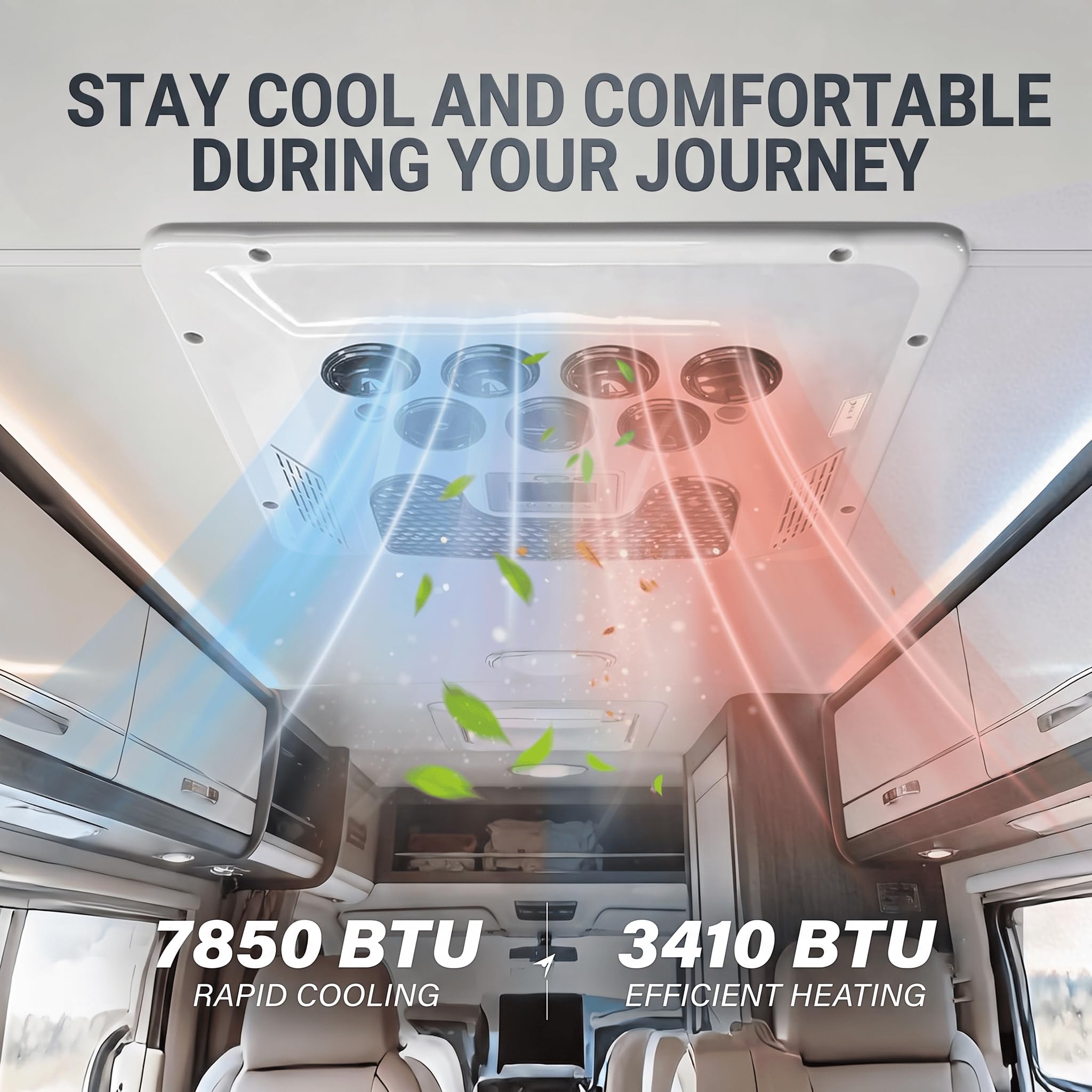 Unidad Techo Aire Acondicionado con 7850 BTU Refrigerador y Calentador 12V