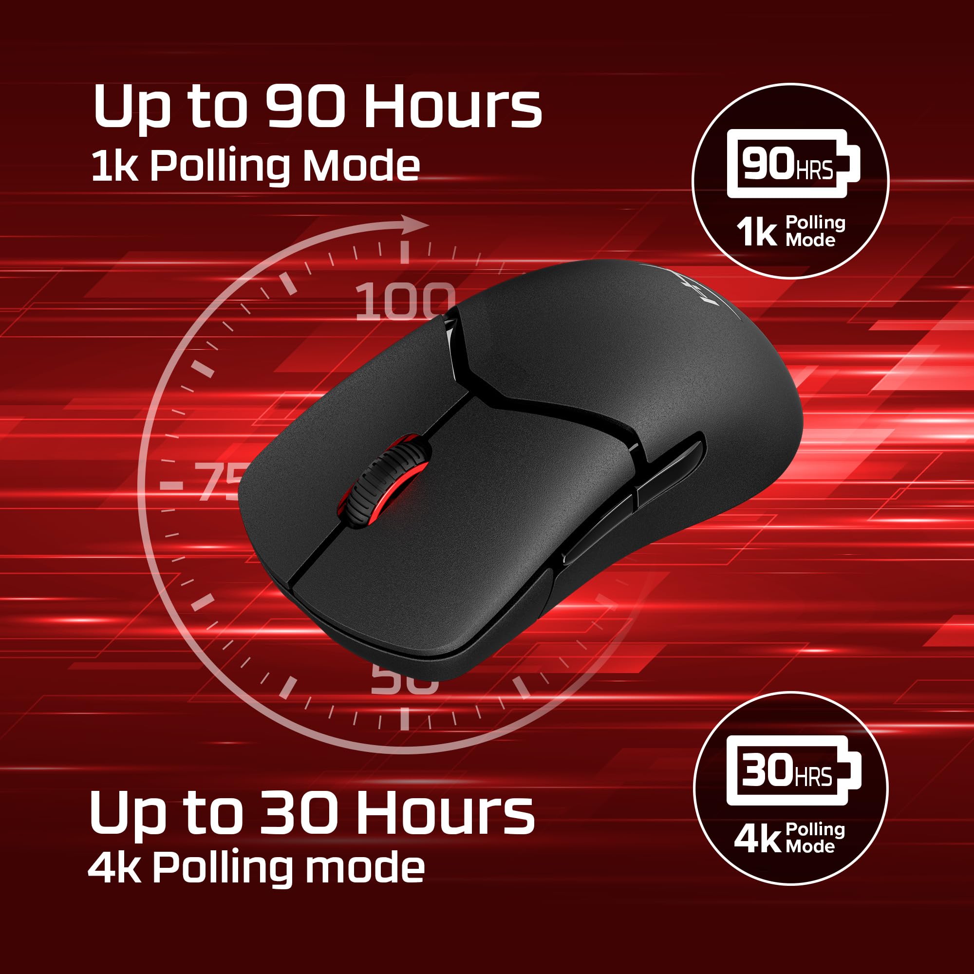 HyperX Pulsefire Saga Pro Modułowa mysz do gier RGB, waga 72g, bateria 90h, 4K, czujnik 26K, OMEN Instant Pair, 6 przycisków, kolor czarny