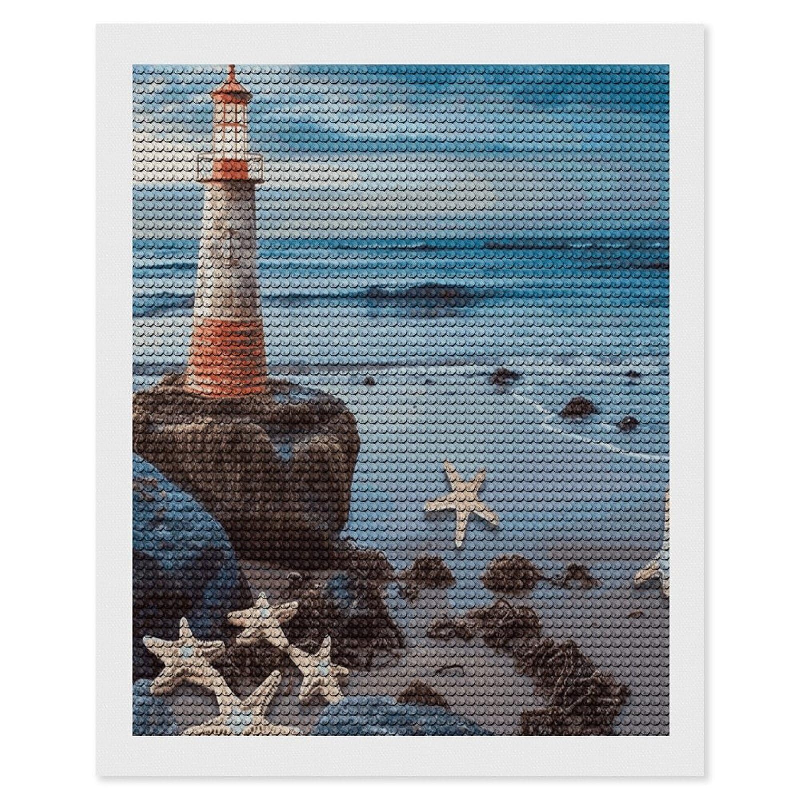LDGSUPH Starfish Lighthouse Beach Diamond Painting Kits for Adults Paint with Diamond Pictures Art DIY Full Drill Diamond Dots Painting Personalized Diamond Photo for Home Wall Decor Gift 16"x20"