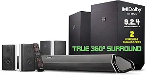 Nakamichi Shockwafe Ultra 9.2.4 Channel 1000W Dolby Atmos/DTS:X Soundbar with Dual 10" Subwoofers (Wireless) & 4 Rear Surround Speakers. Enjoy Plug and Play Explosive Bass & High End Cinema Surround