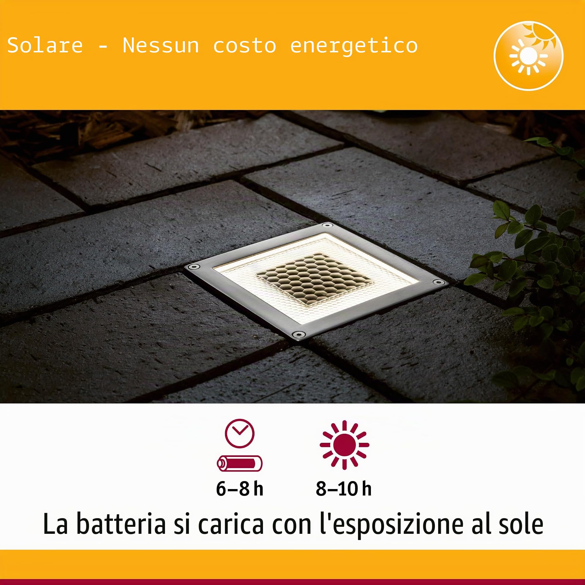 Paulmann 93774 Special Set Solar pavimento Cube, inclinabile, IP67 LED 1x0,24W 100x100mm acciaio/trasp