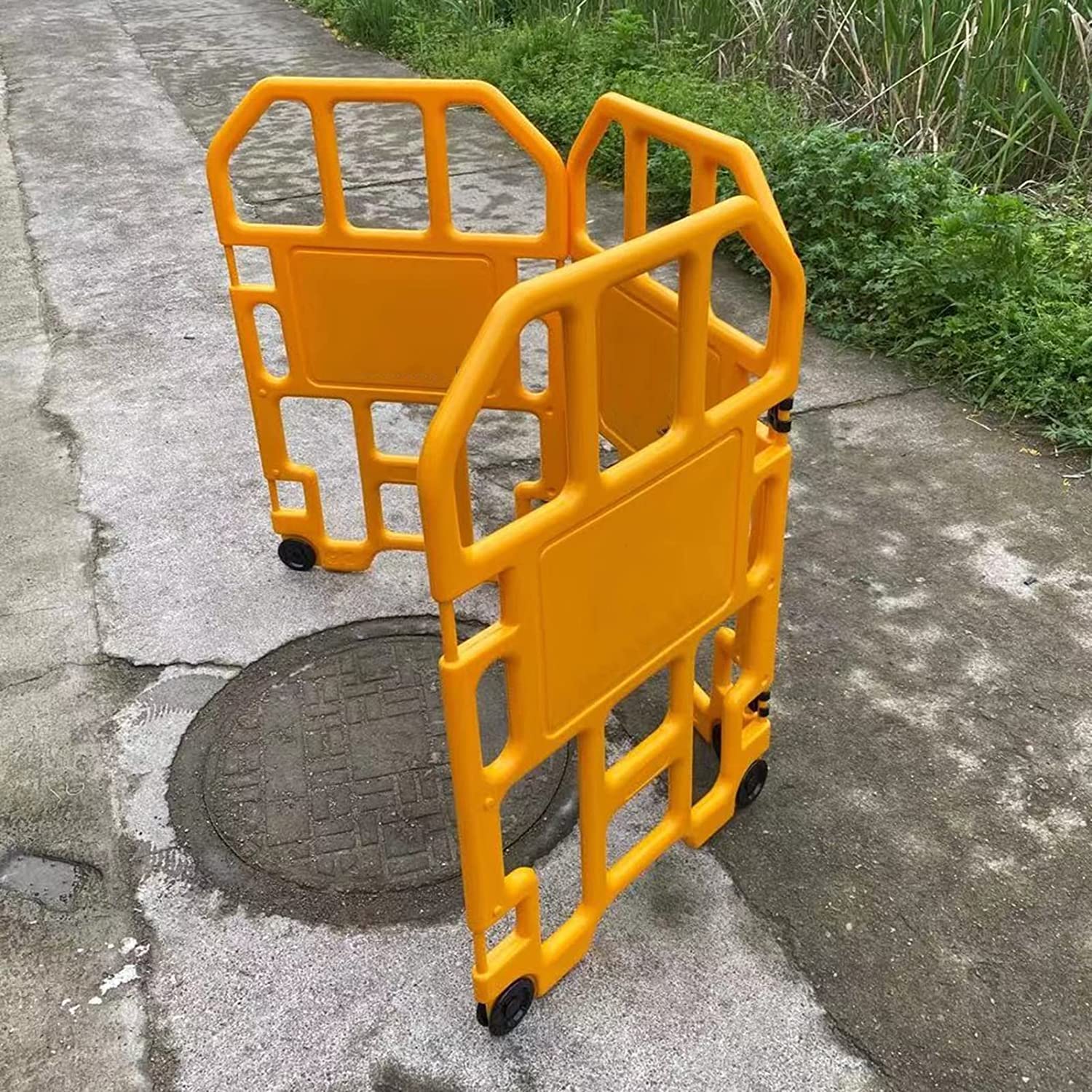 Wysuwana barykada drogowa - mobilne ogrodzenie drogowe na zewnątrz rozszerzalna brama nożycowa do budowy łazienki i dziedzińca 95 cm wysokości 1 sztuka żółta