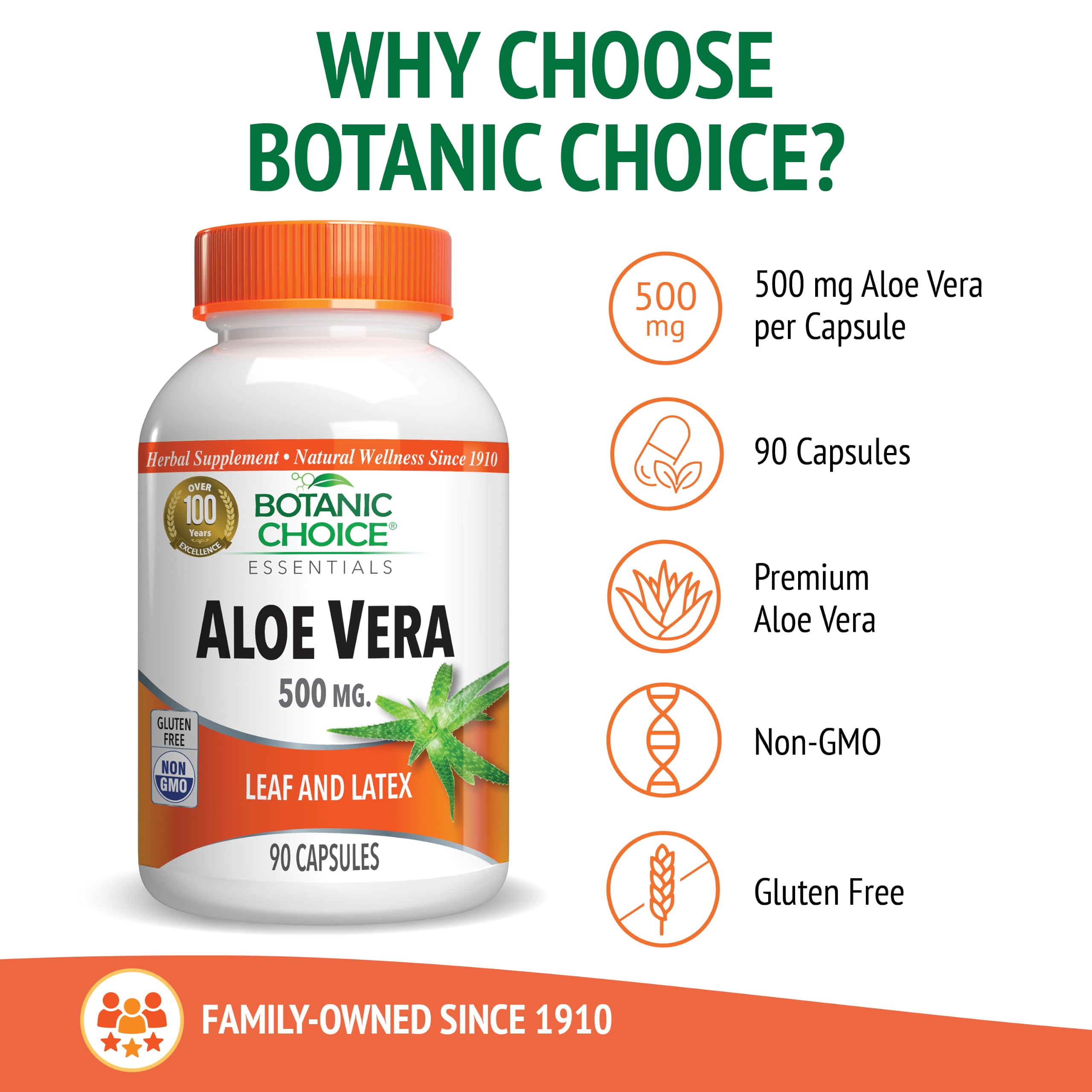 Botanic Choice Aloe Vera Leaf & Latex 500mg, Digestive Support, 90 Capsules — Amazon image 4