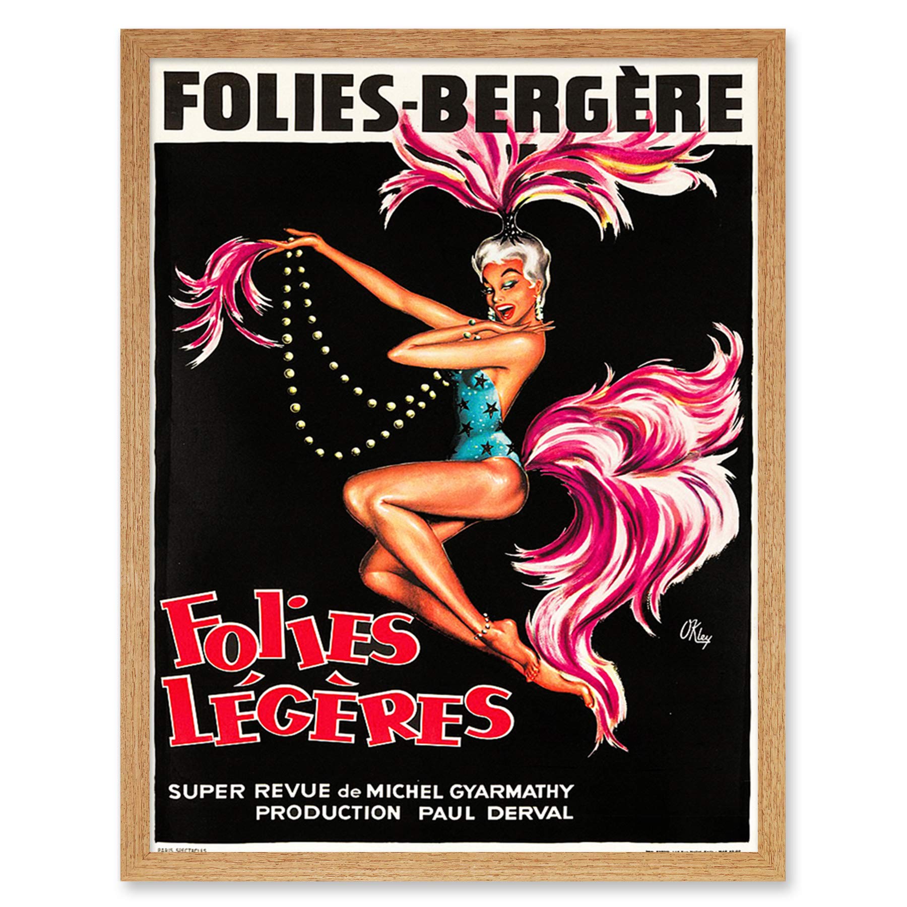 Wee Blue Coo Folies Bergere Cabaret Showgirl Art Print Framed Poster Wall Decor 12x16 inch