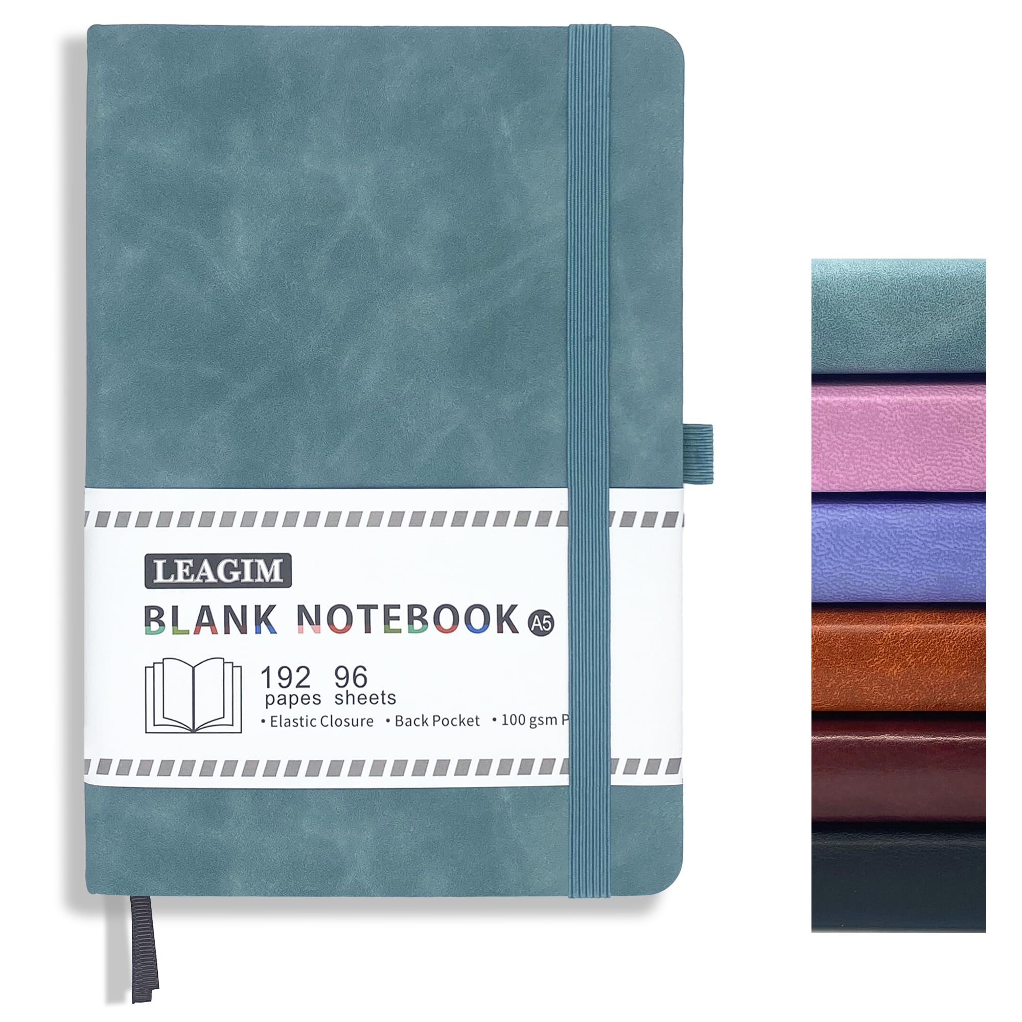 Sponsored Ad - Blank Journal Notebook, A5, 192 Pages 100 GSM Thick Sketch Book for Women Men, Hardcover Leather Unlined Journaling for Work, Notebooks for Writing, 5.8 inches x 8.5 inches (Green)