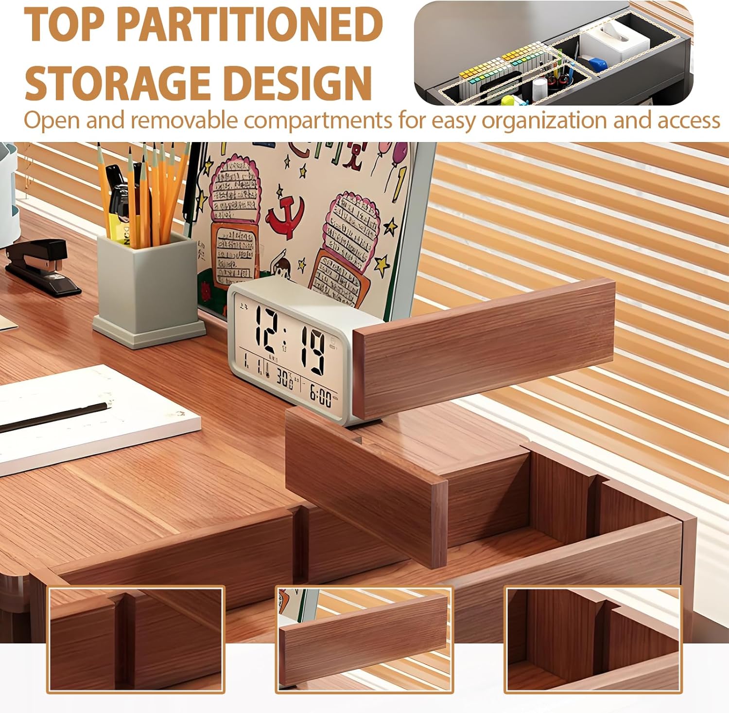 Wooden Book Cart, Multi-Layer Rolling Book Carts, Mobile Bookshelf with Wheels, Large Capacity Storage Rack for Office, Study, Living Room, Bedroom