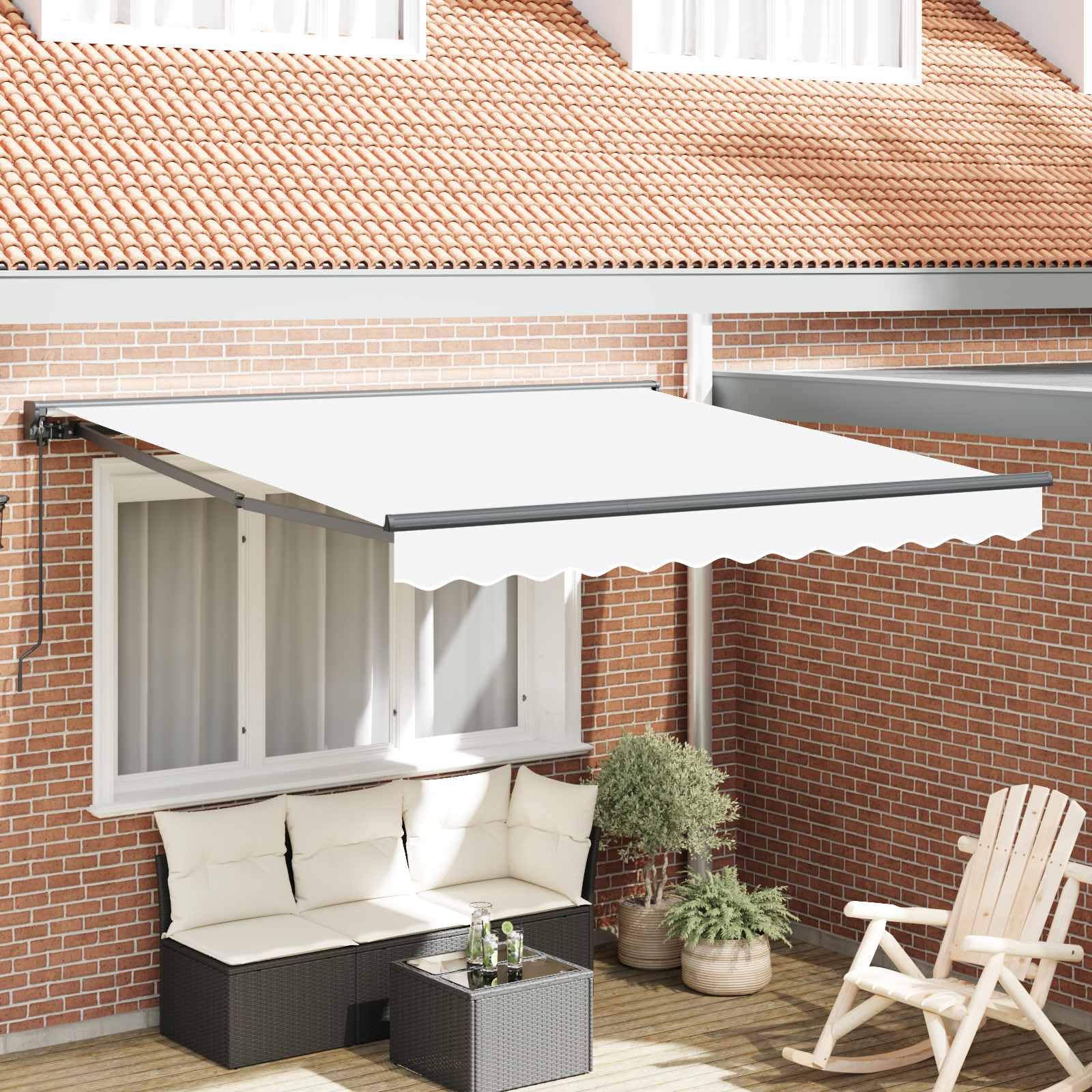 Store rétractable 300 x 250 cm auvent extérieur pour balcon et pergola blanche