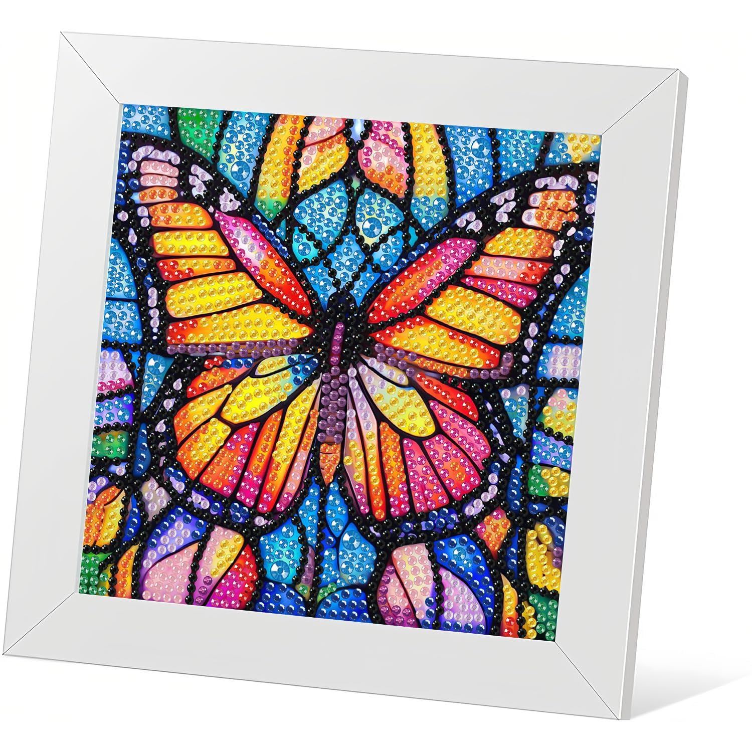 Pintura de Diamantes 5D para Niños con Marco de Madera，kit de arte DIY,Kit Completo de Cuadro de Diamantes Mariposa, Pintura con Diamantes para Decoración Infantil,para Decorar y Regalar (17x17 cm)