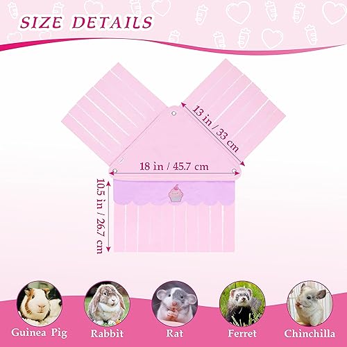 Miniatura 23 de Escondite de conejillo de indias, lindo conejillo de indias esquinero de forro polar con cortina de 3 lados, hamaca de conejo de juguete y cama