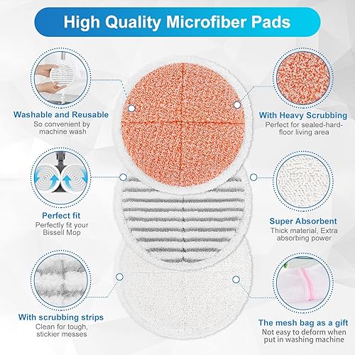 Miniatura 3 de KEEPOW Spinwave Almohadillas de repuesto para trapeador Bissell Spinwave 2124, 2039A, 2307, 23157, 20391, 20399 (paquete de 6)