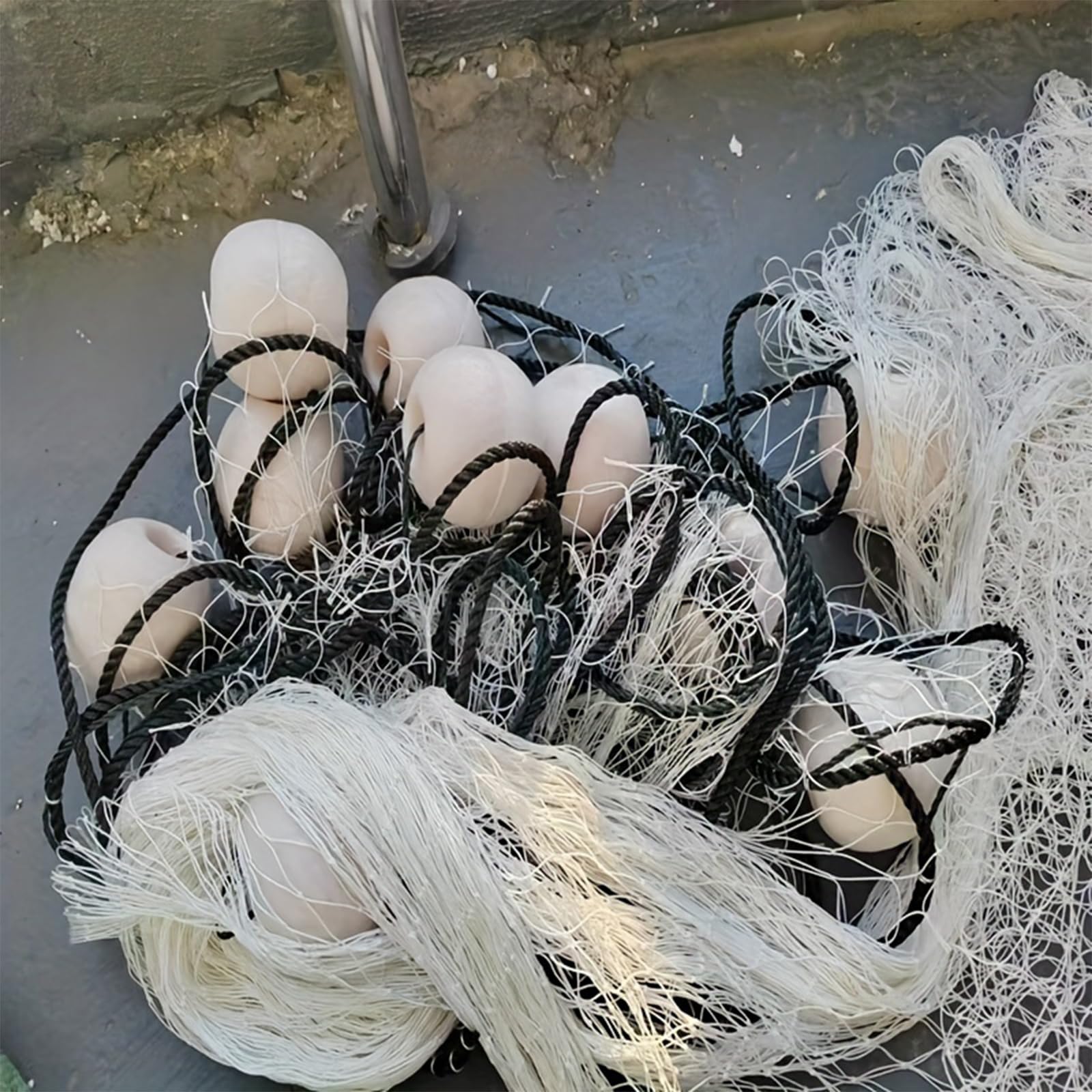 Fischernetz Länge 10 Meter, Höhe 2/3/4/5 Meter Angelnetz mit Sinker und Schwimmer Zugnetz für Flüsse, Seen und Flache Meere