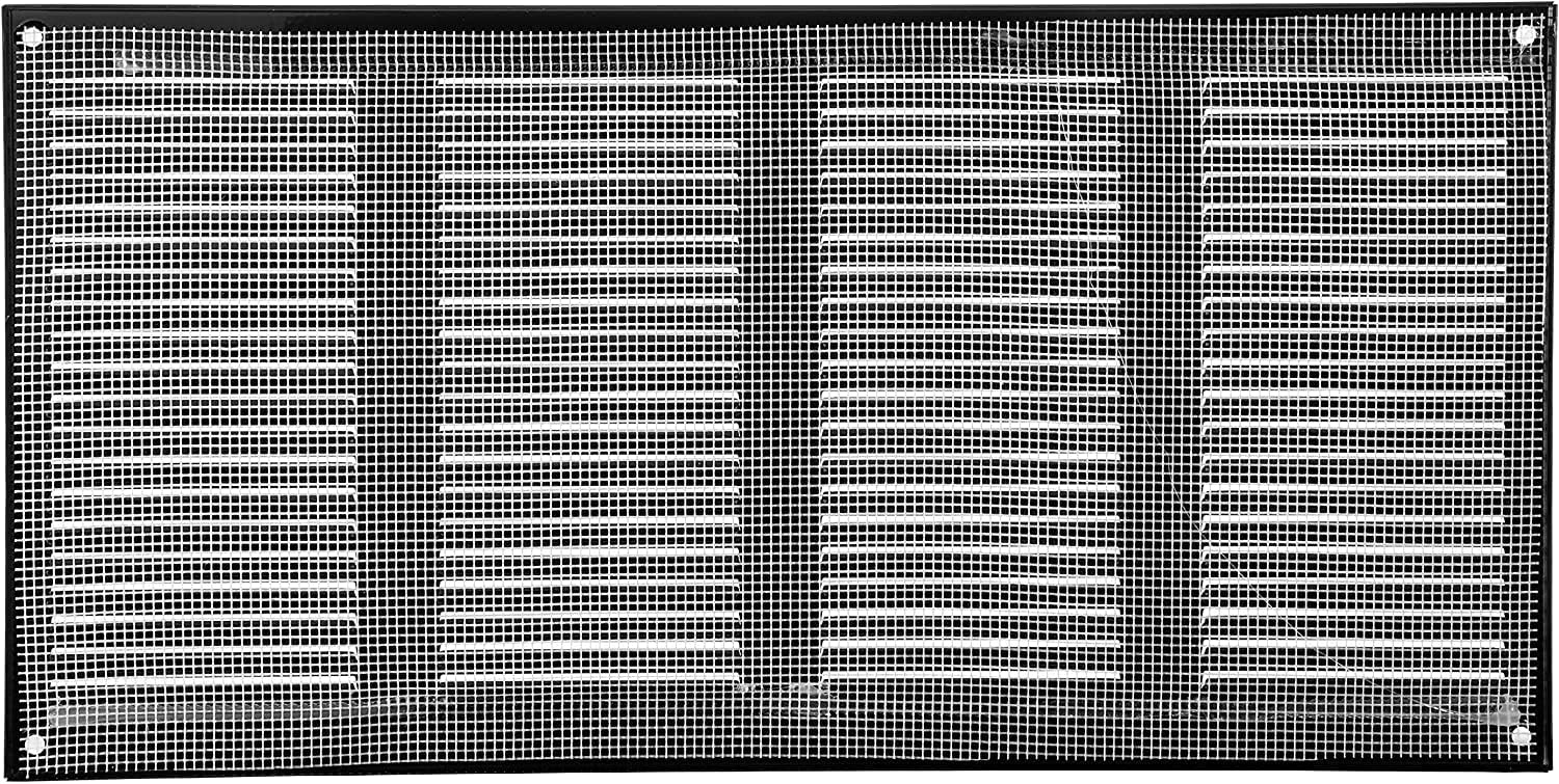 Vent Systems 16" x 8" Inch (Overall Dimensions) Pack of 2 - Black - Air Vent Cover Metal Air Return Grill with Built-in Mesh Guard Screen HVAC Vent Duct Cover for Home Improvement