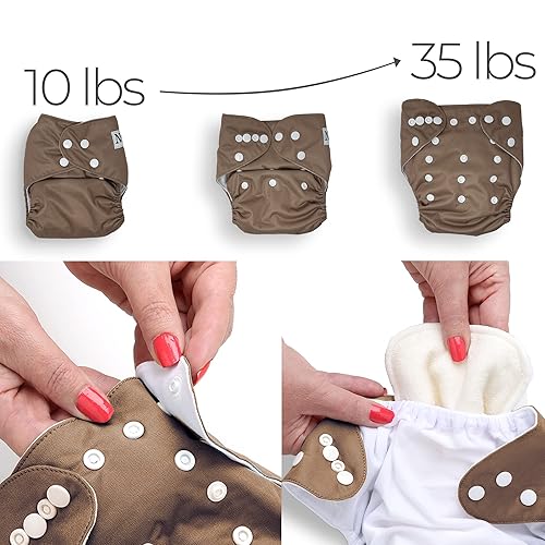 Miniatura 2 de Paquete de 4 pañales de bolsillo de tela con 4 insertos de bambú de amatista