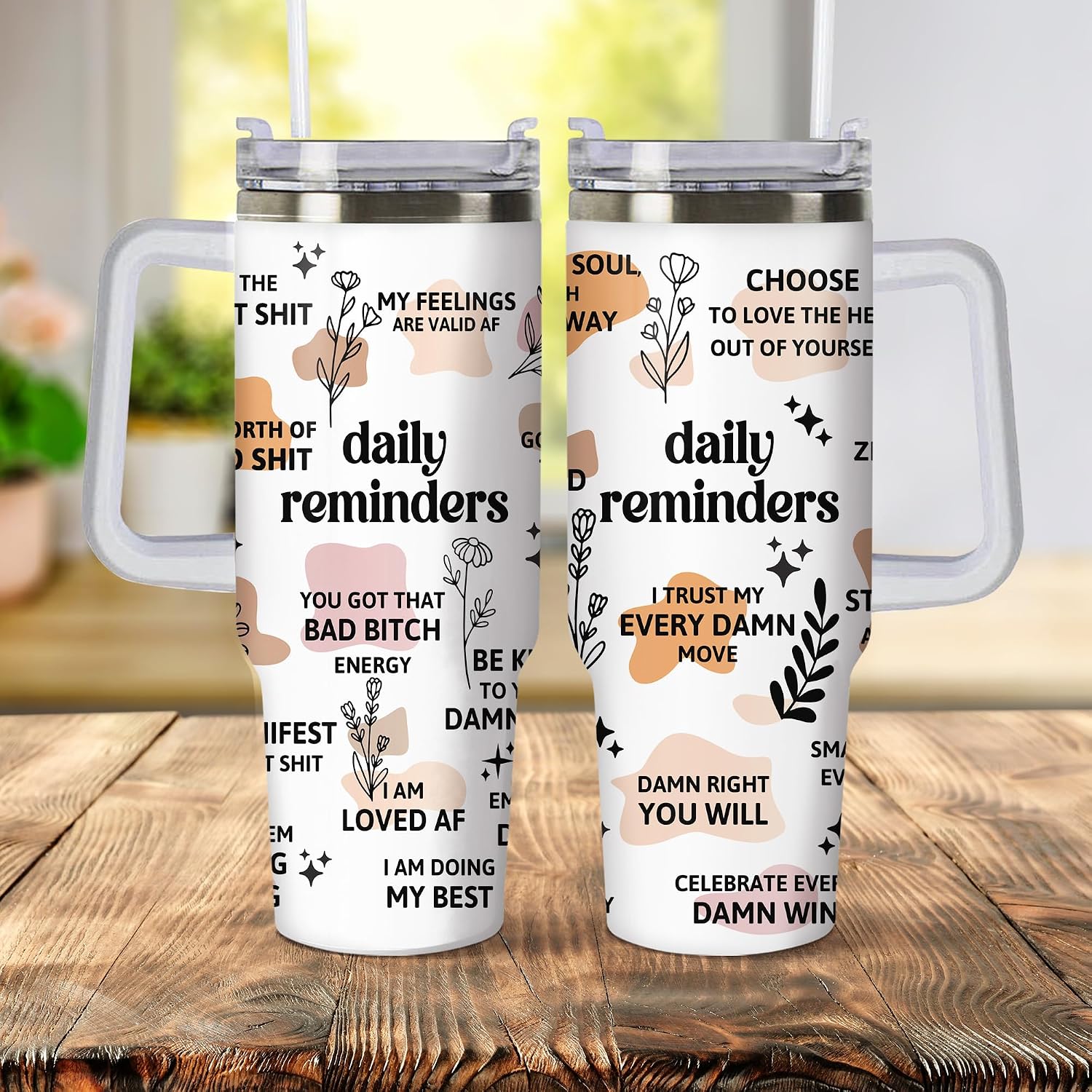 Gossby Bestie Gift for Women - 30oz TUMBLER - Best Friend Tumbler for Women - Christmas, Birthday, Friendship Gifts - Stainless Steel Insulated Travel Mug with Handle (Daily Reminders Ver 2)