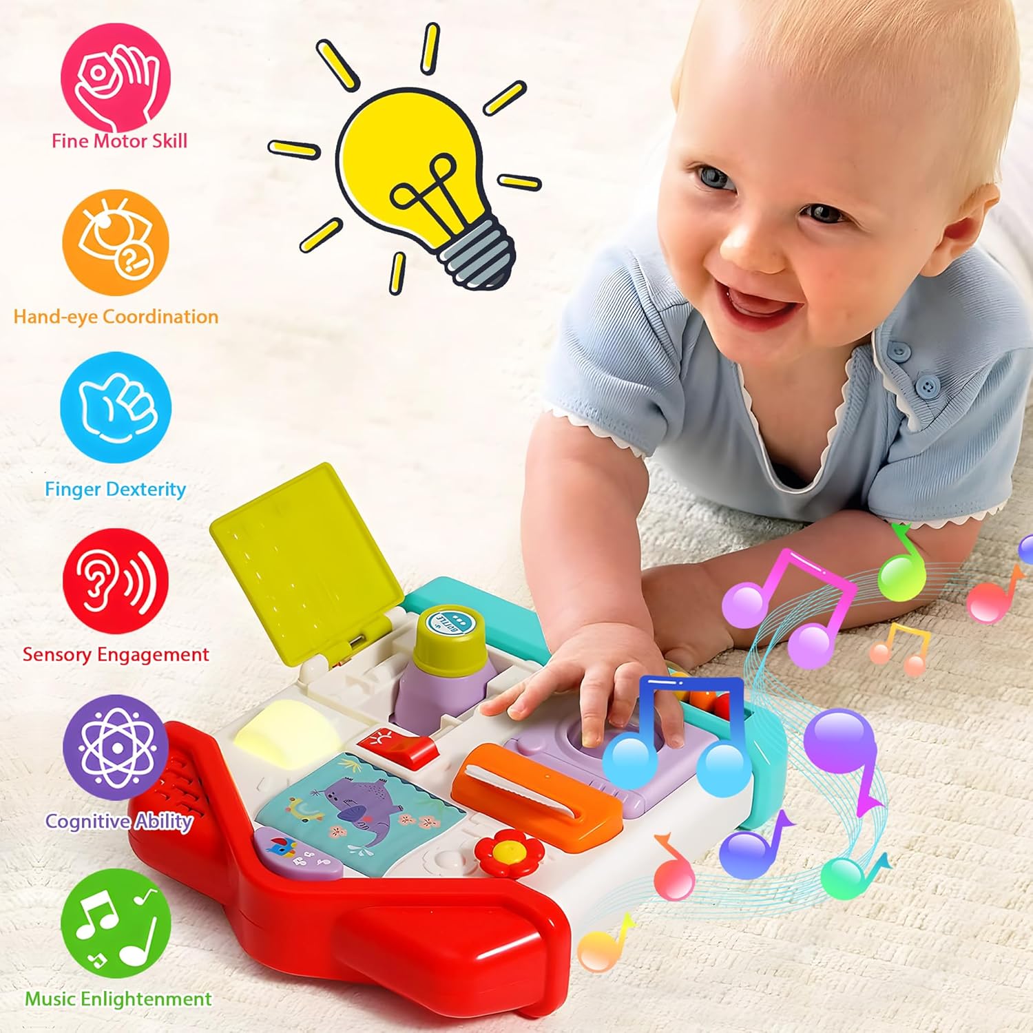 Soft Stacking Blocks & Busy Board Combo – STEM & Montessori Learning Toys for Babies 6-18 Months – Easter or Birthday Gift Set
