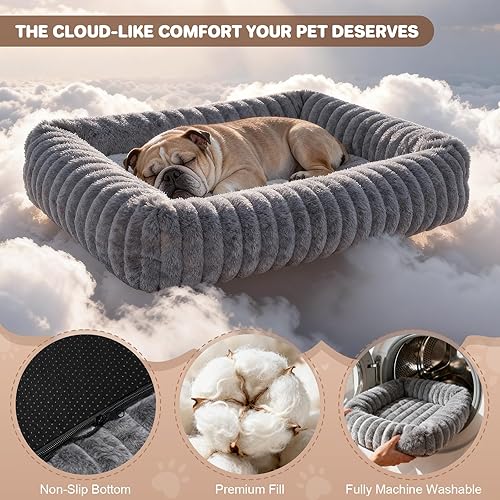 Miniatura 4 de Cama para perros pequeños y medianos, lavable y autocalentable, para gatos de interior, cama mullida de piel de conejo para mascotas para cachorros