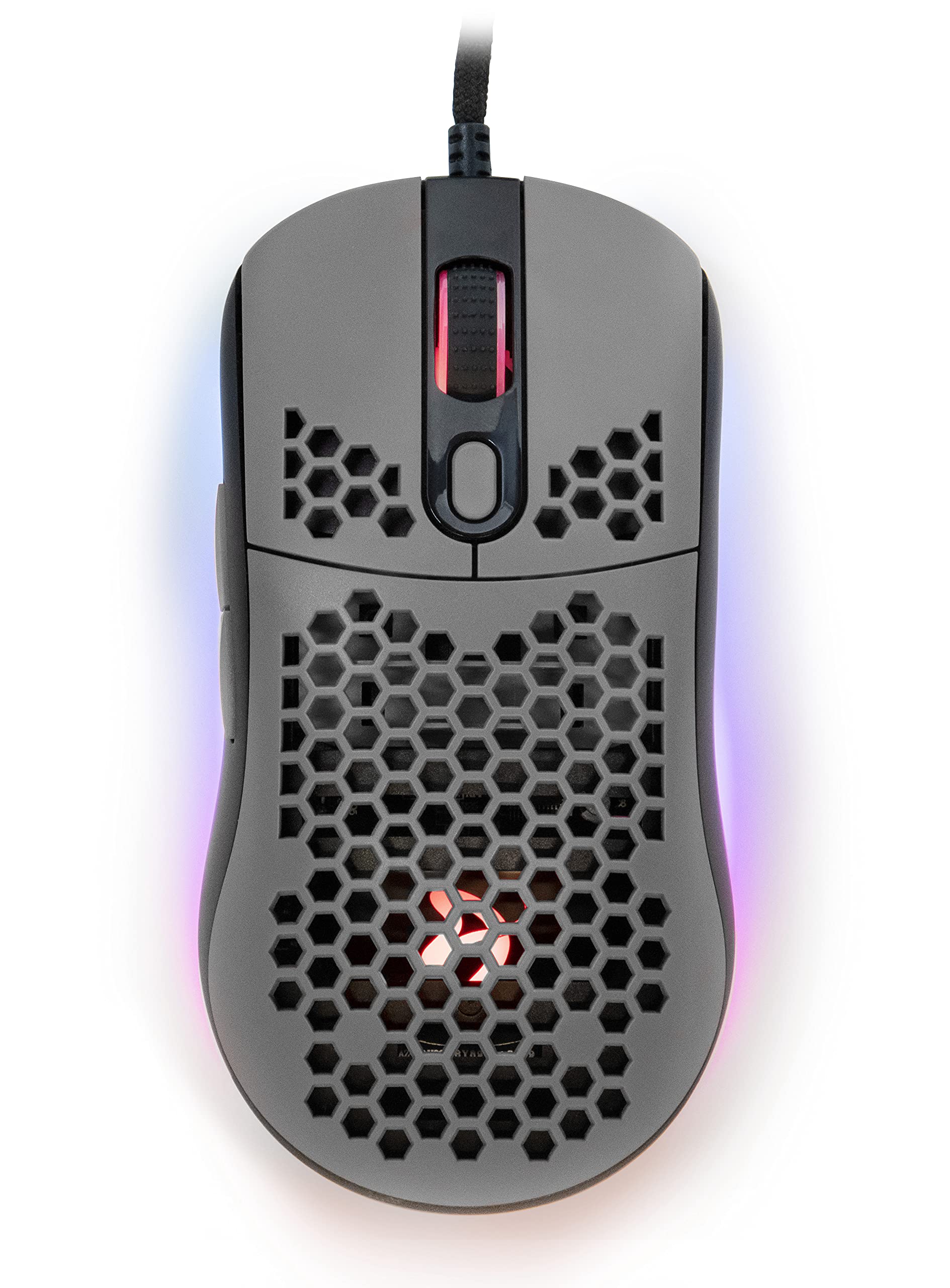 ArozziFavo Ultra Lightweight Customizable RGB Gaming Mouse with Honeycomb Pattern, Pixart 3389 Sensor and Omron 20M Switches - Grey