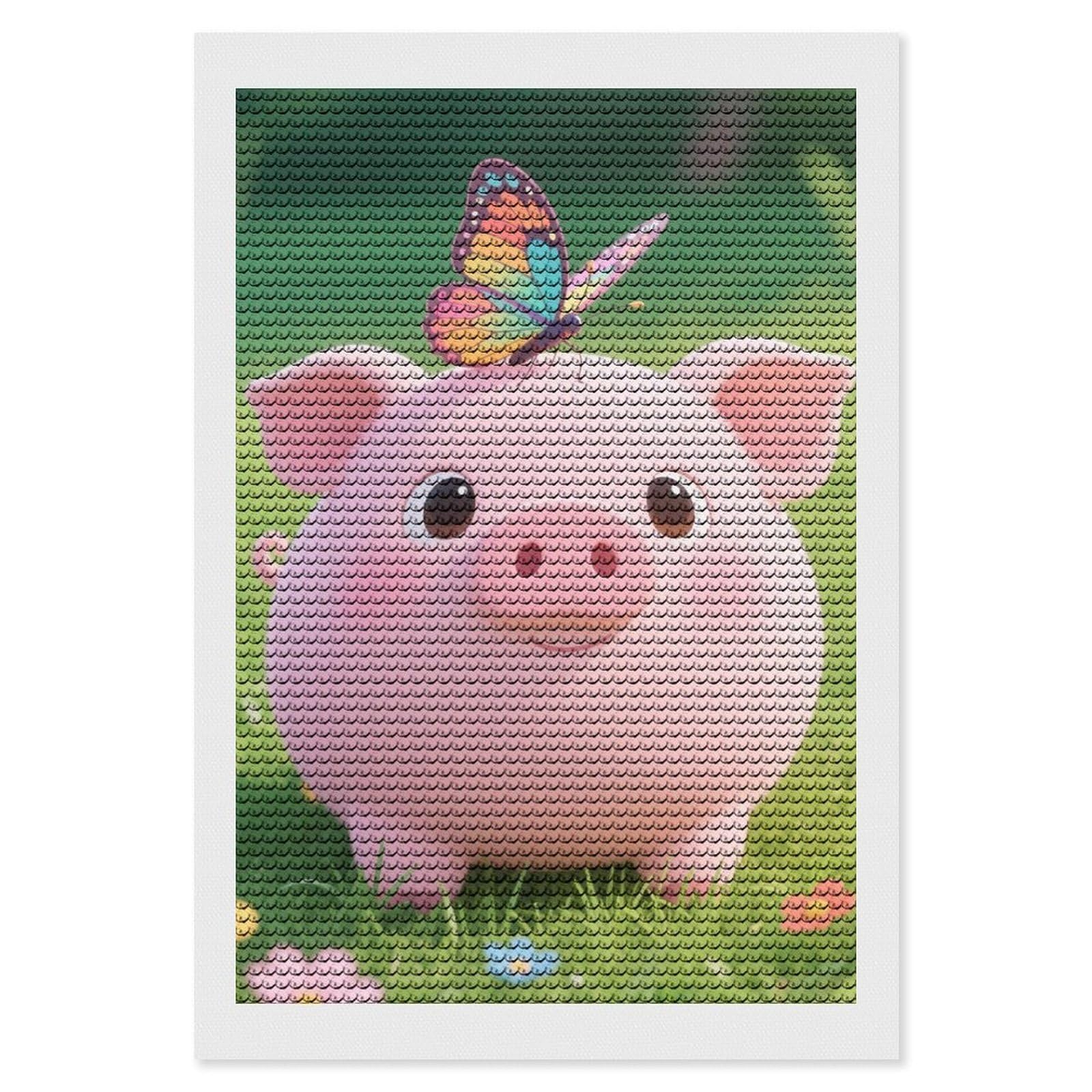 DWVTSLH Pig Diamond Painting Kits for Adults, Personalized Diamond Photo Art Full Drill, DIY 5D Diamond Art Painting Kits for Beginners, Home Wall Decor 8"x12"