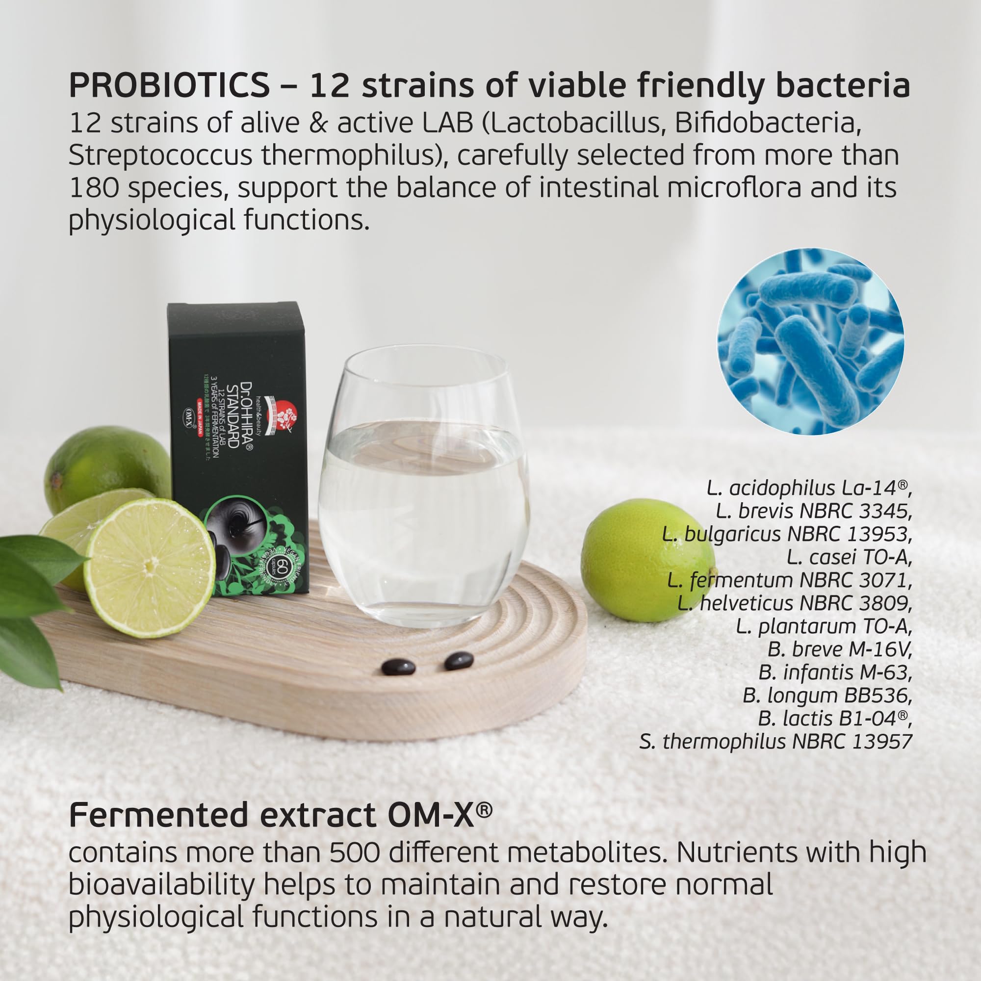 Standard – Integratore Alimentare con Probiotici e Postbiotici OM-X®, 1 Miliardo UFC, 12 Colture Batteriche Vive, Fermentazione Naturale 3 Anni, 60 Capsule