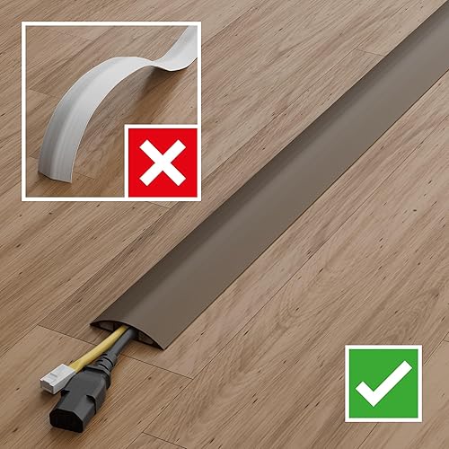 Miniatura 7 de D-Line Cubierta de cable de suelo de 6 pies, protector de cable, oculta los cables de extensión, protege los cables, evita viajes de cables, oculta