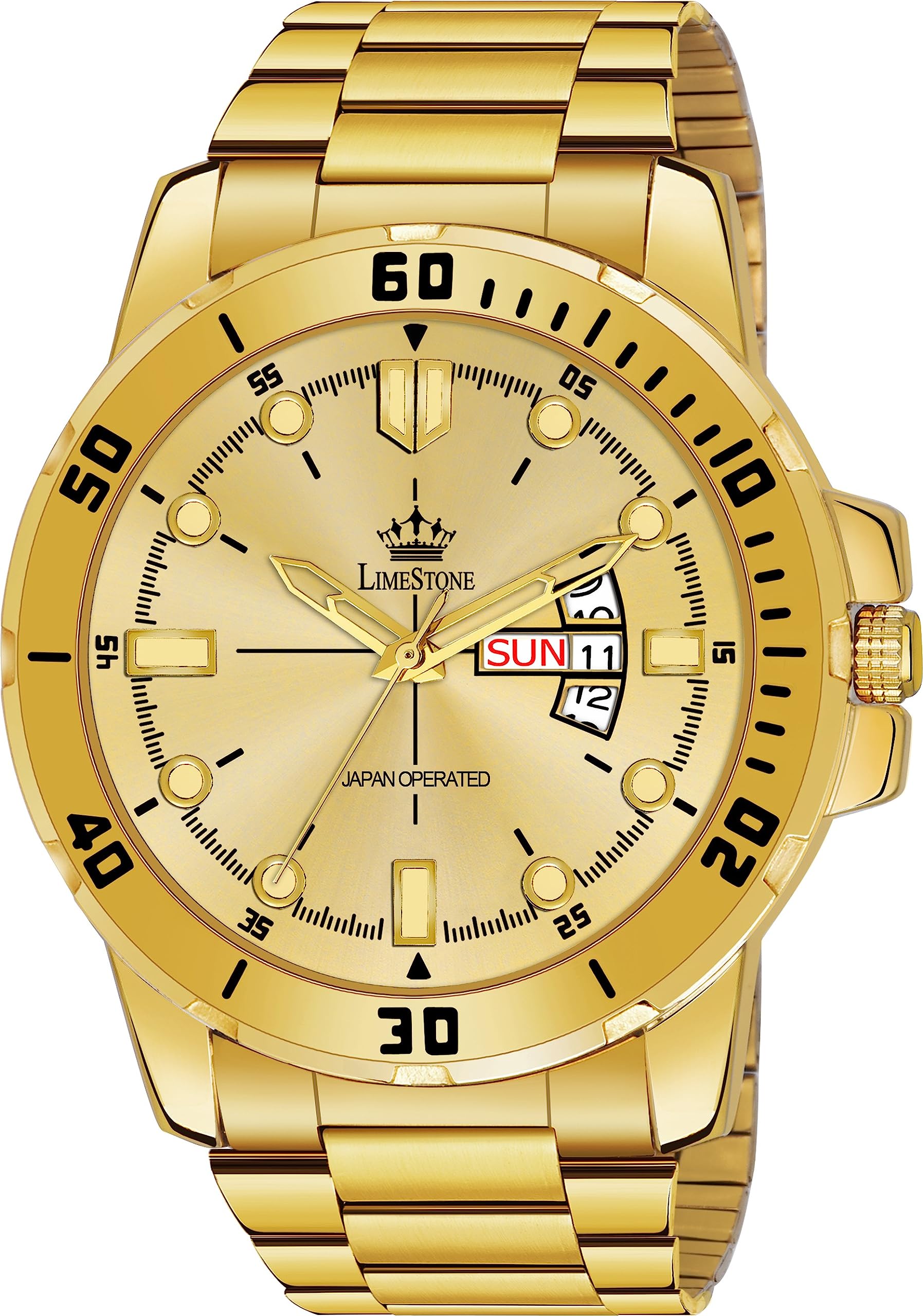 LIMESTONE Day and Date Functioning Original Gold Plated Premium Quartz Analog Watch - for Men (B0CCJ3H12N) Amazon Price History, Amazon Price Tracker