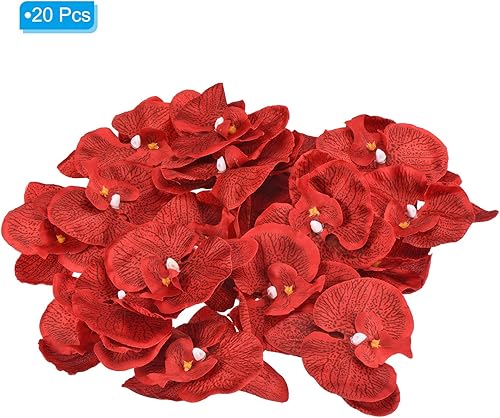 Miniatura 3 de PATIKIL Cabezales de orquídeas artificiales de 3.9 pulgadas, paquete de 20 cabezas de orquídea mariposa falsa de seda para decoración de ramo floral