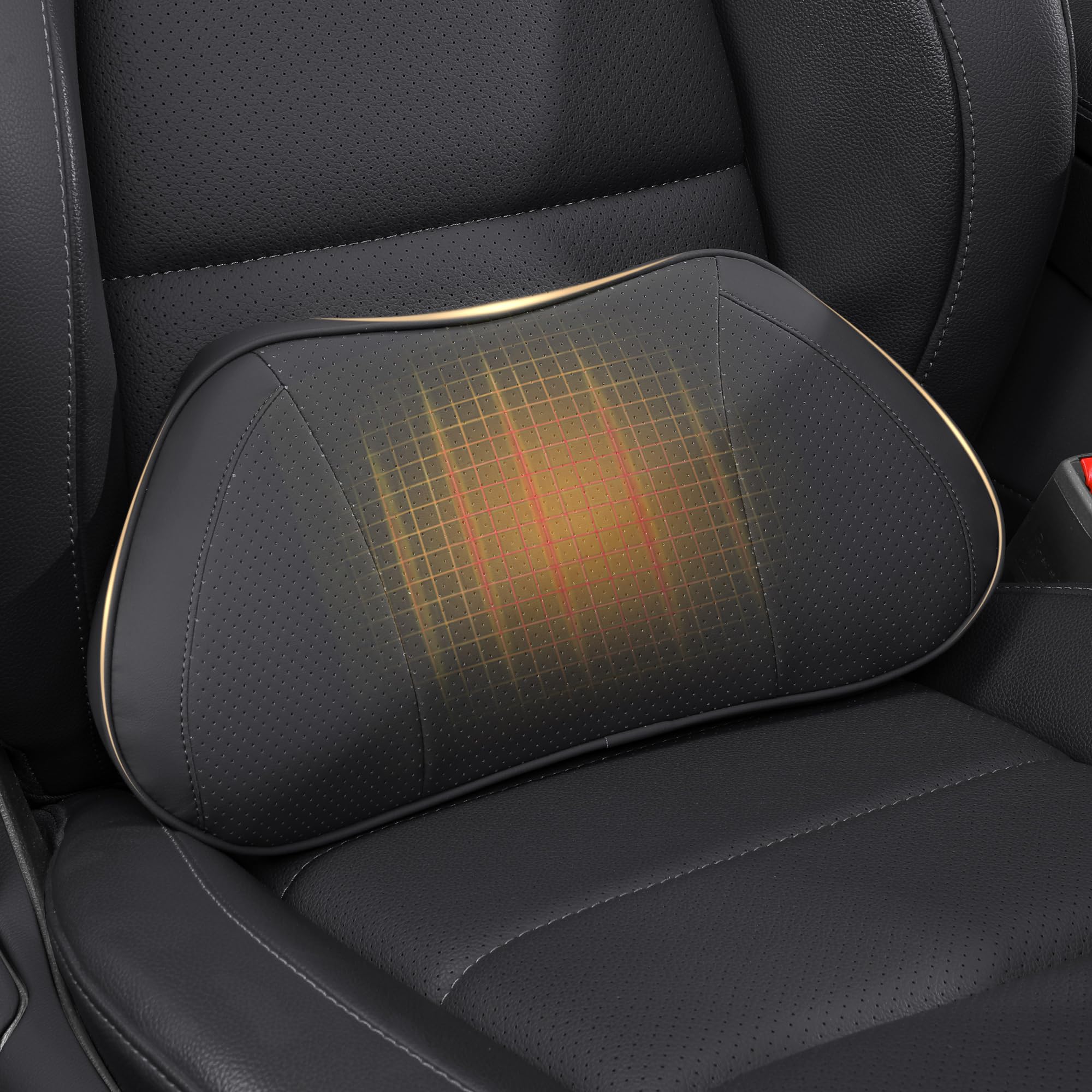 Cojín Lumbar Ergonómico para Coche, Almohada Soporte Lumbar para Silla de Oficina, Gaming y Casa, Respaldo de Espuma Viscoelástica para Asiento de Automóvil, Negro, 1 Unidad